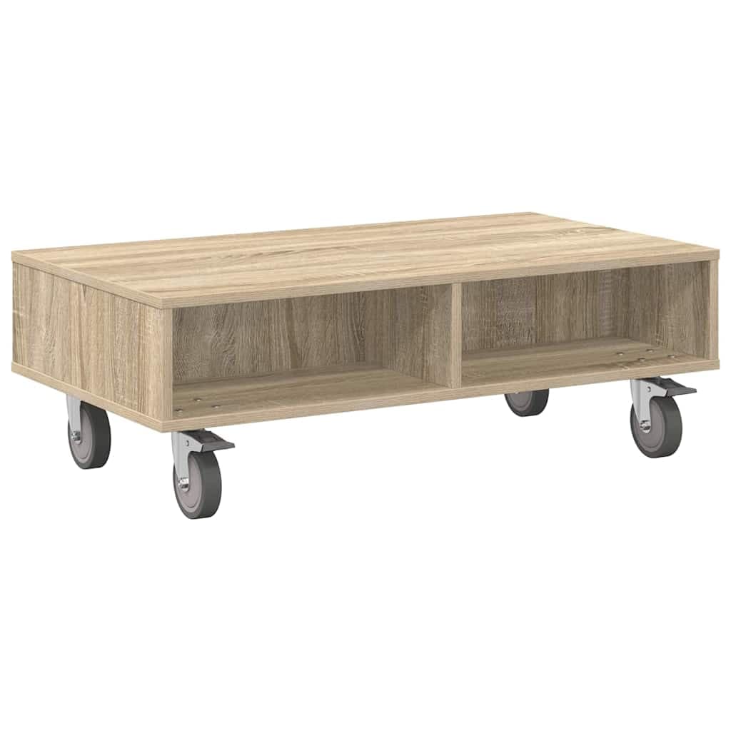 vidaXL Mesa Lateral com Rodas Carvalho Sonoma 90 x 50 x 30 cm