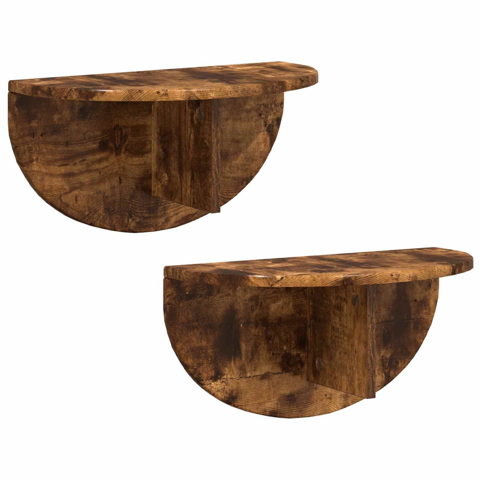 vidaXL Prateleira de Parede 2 pcs Carvalho Defumado 48 x 24 x 24 cm
