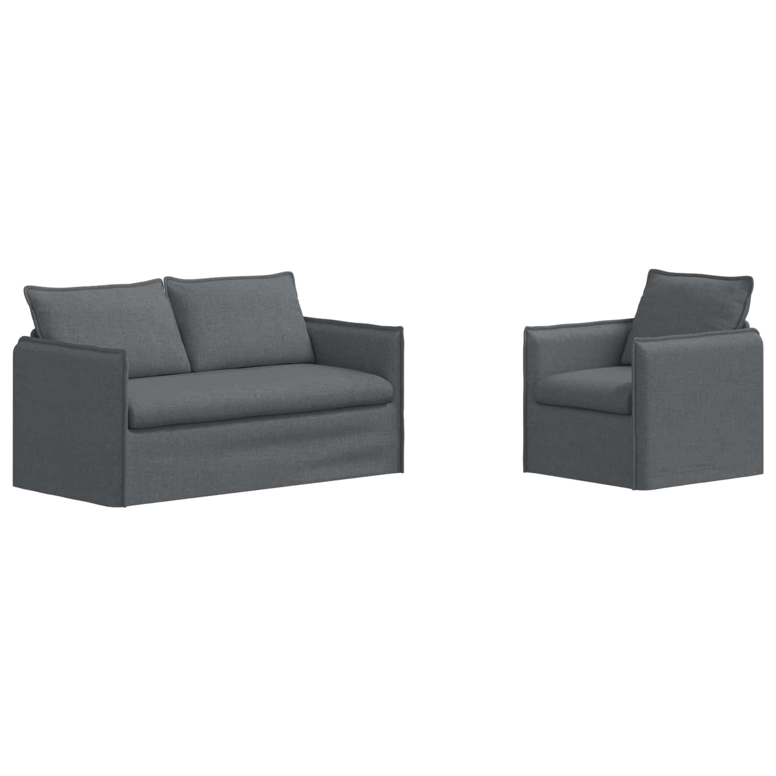 vidaXL Conjunto de Sofás 2 pcs Cinzento-Escuro 156 x 82 x 85 cm Tecido