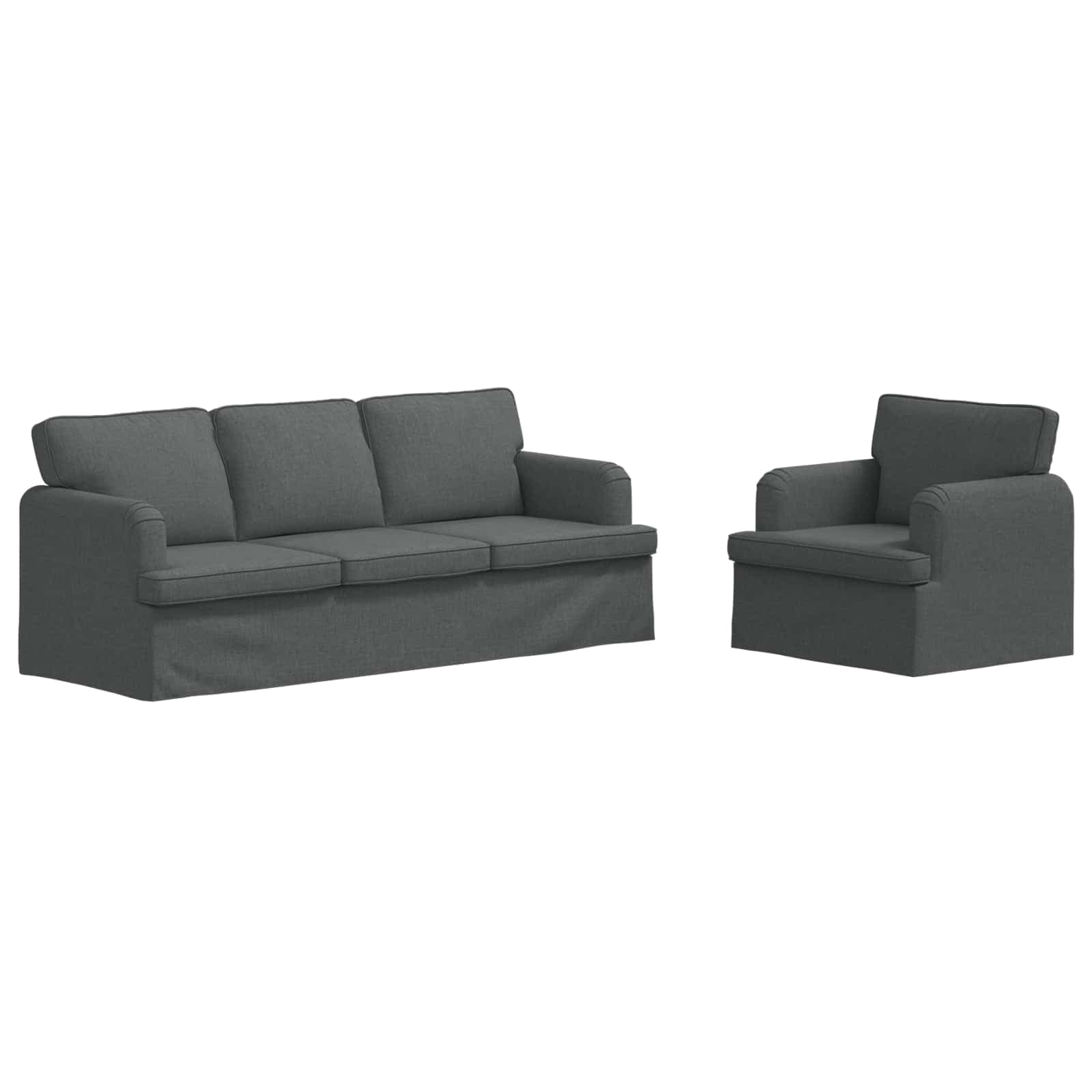 vidaXL Conjunto de Sofás 2 pcs Cinza Escuro 201 x 80 x 85 cm tecido