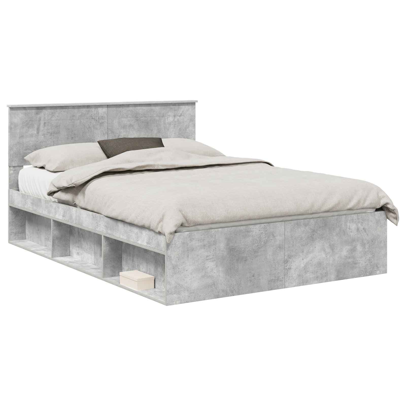 vidaXL Estrutura da Cama Concreto 140 x 190 cm Madeira processada