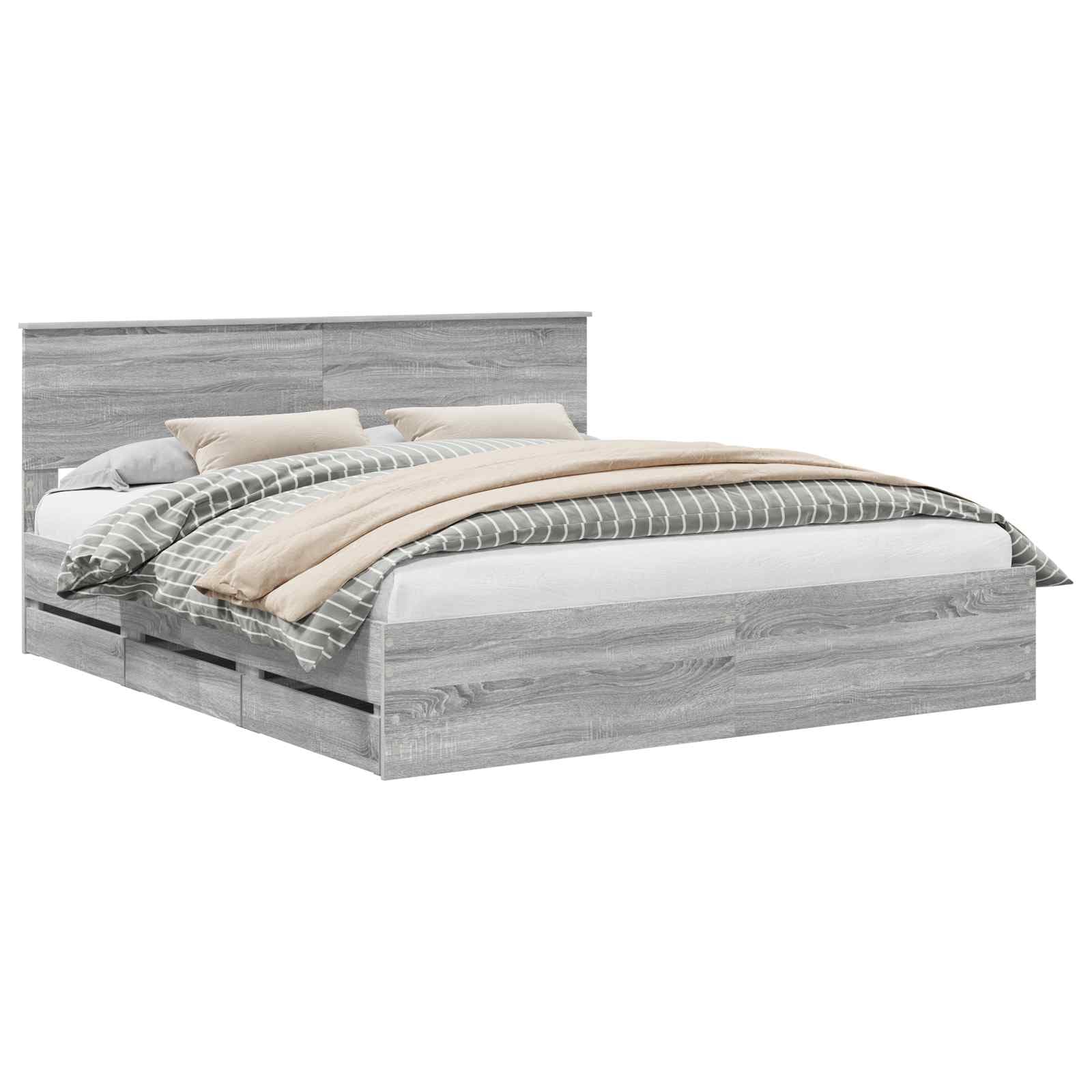 vidaXL Estrutura da Cama com gaveta Cinza Sonoma 180 x 200 cm
