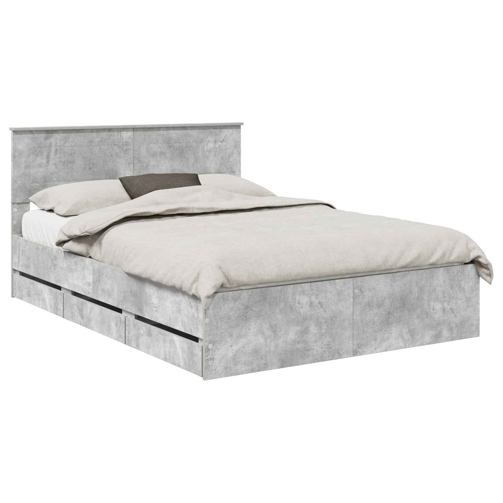 vidaXL Estrutura da Cama Cinzento 150 x 200 cm Madeira de Engenharia