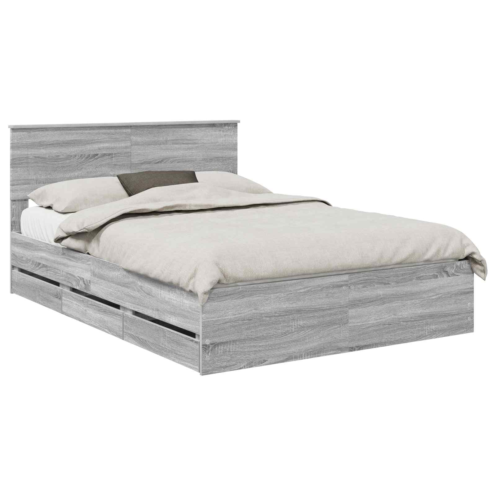vidaXL Estrutura da Cama com gaveta Cinza Sonoma 140 x 200 cm
