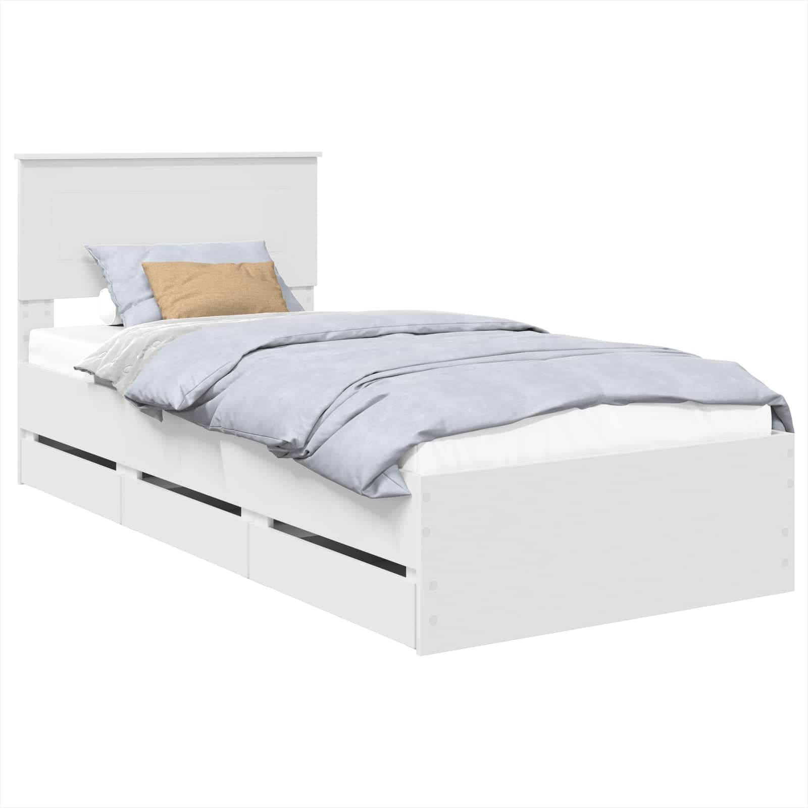vidaXL Estrutura da Cama Branco 75 x 190 cm Madeira de Engenharia