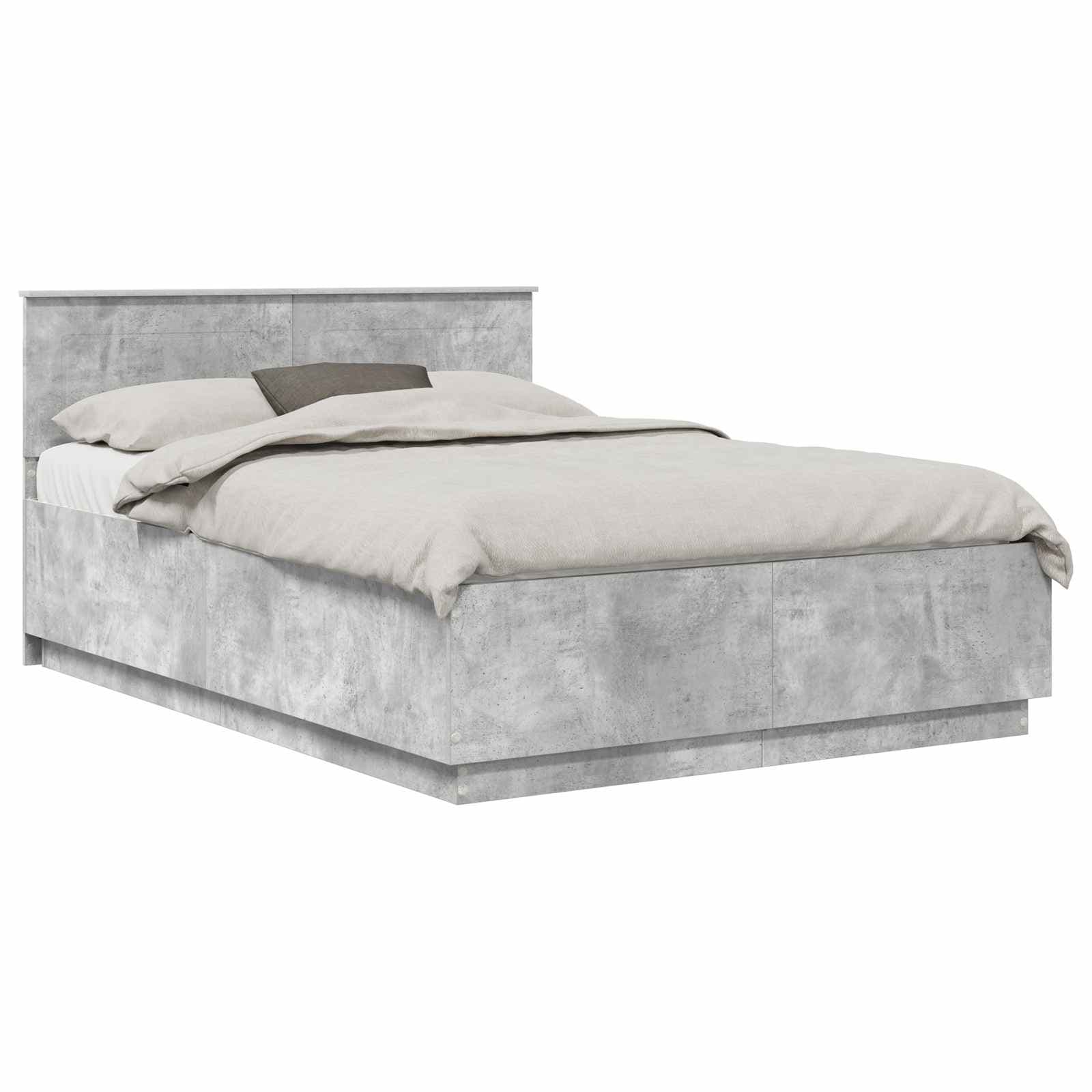 vidaXL Estrutura da Cama com cabeceira Cinzento Cimento 140 x 190 cm