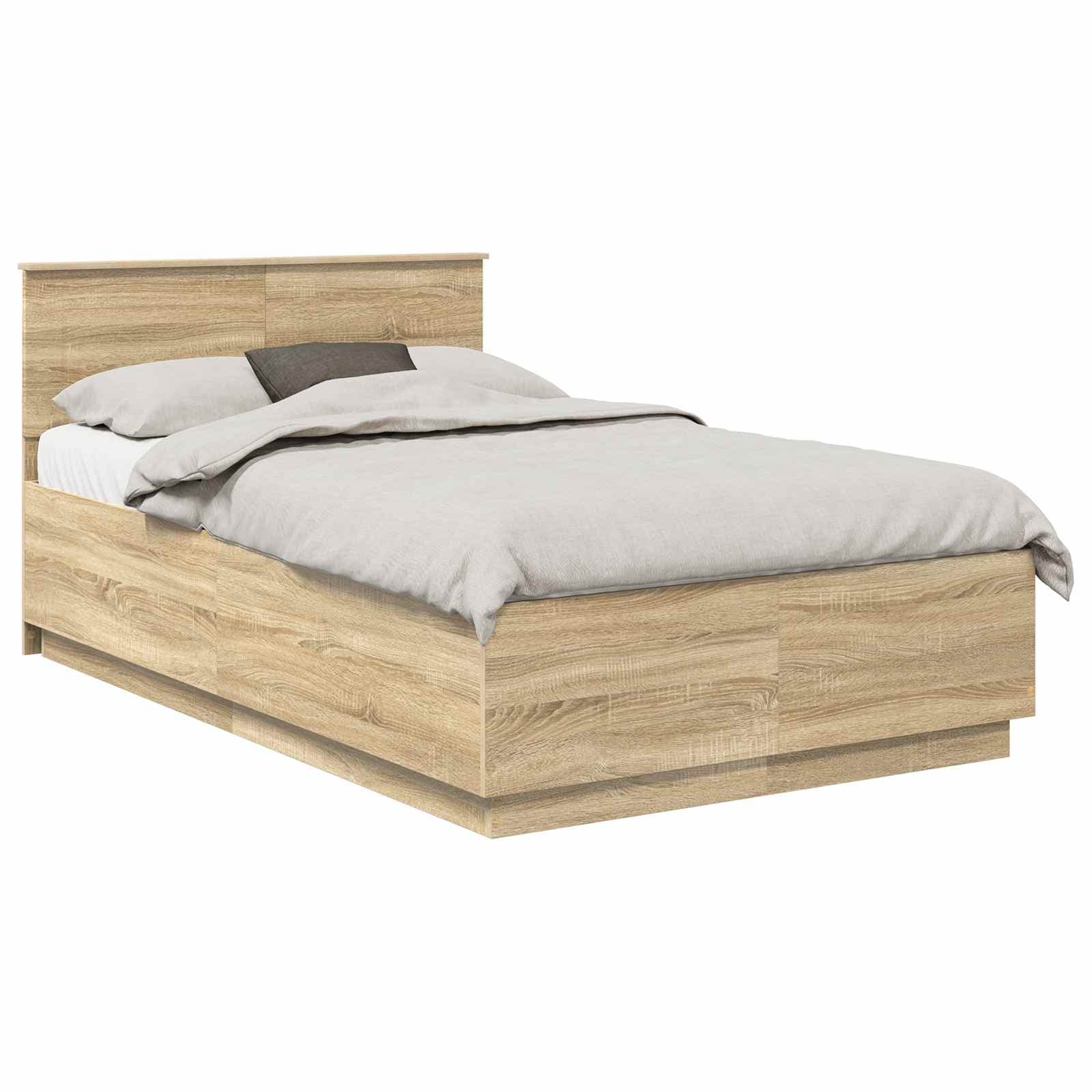 vidaXL Estrutura da Cama com cabeceira Carvalho Sonoma 120 x 190 cm