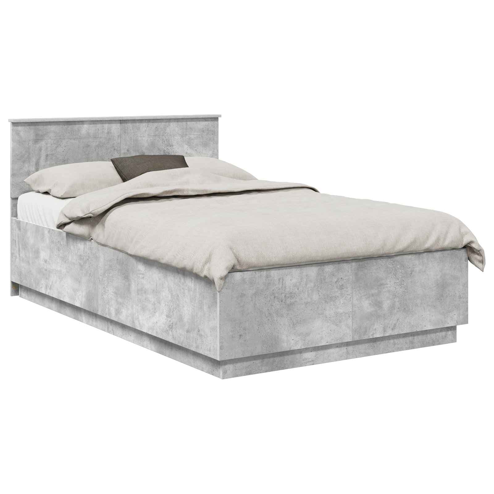 vidaXL Estrutura da Cama com cabeceira Cinzento Cimento 120 x 200 cm