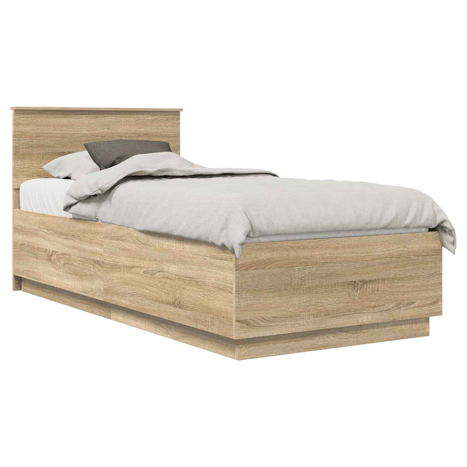 vidaXL Estrutura da Cama com cabeceira Carvalho Sonoma 100 x 200 cm