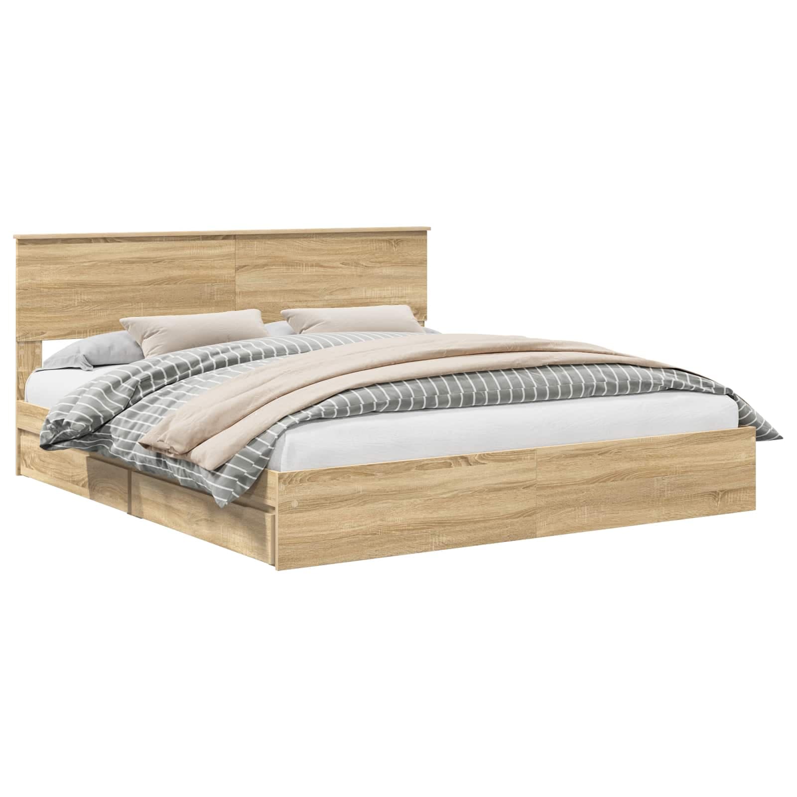 vidaXL Cama com Armazenamento com gaveta Carvalho Sonoma 180 x 200 cm