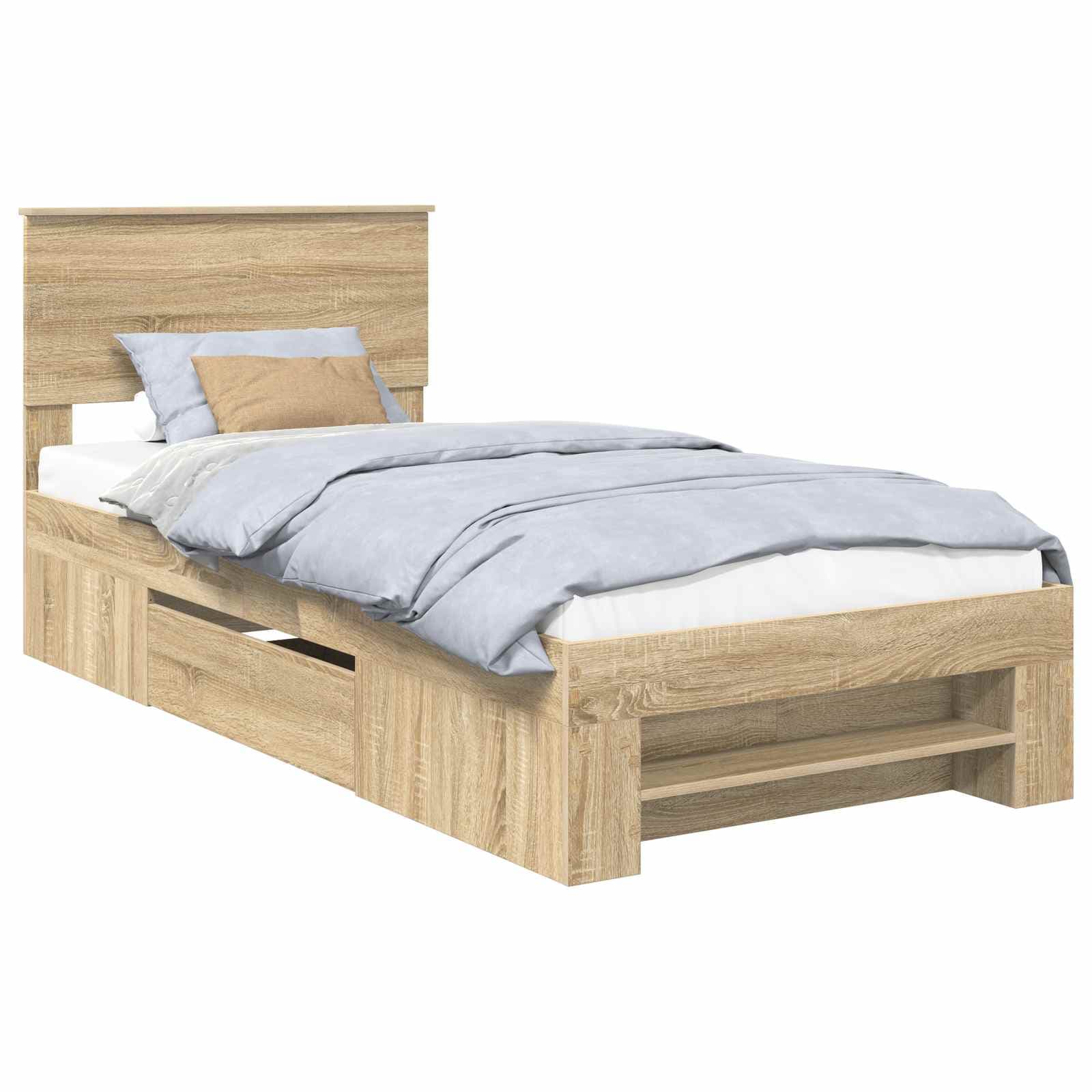 vidaXL Estrutura da Cama com cabeceira Carvalho Sonoma 90 x 200 cm