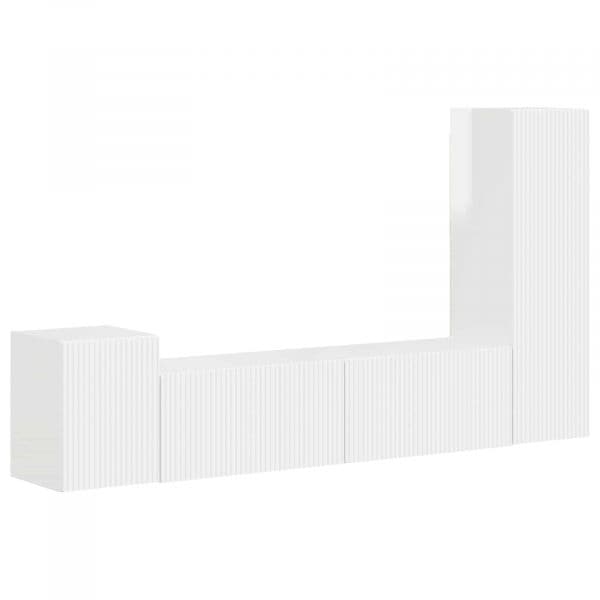 vidaXL Conjunto de Móvel de TV 4 Peças Branco Brilhante - 3271142288