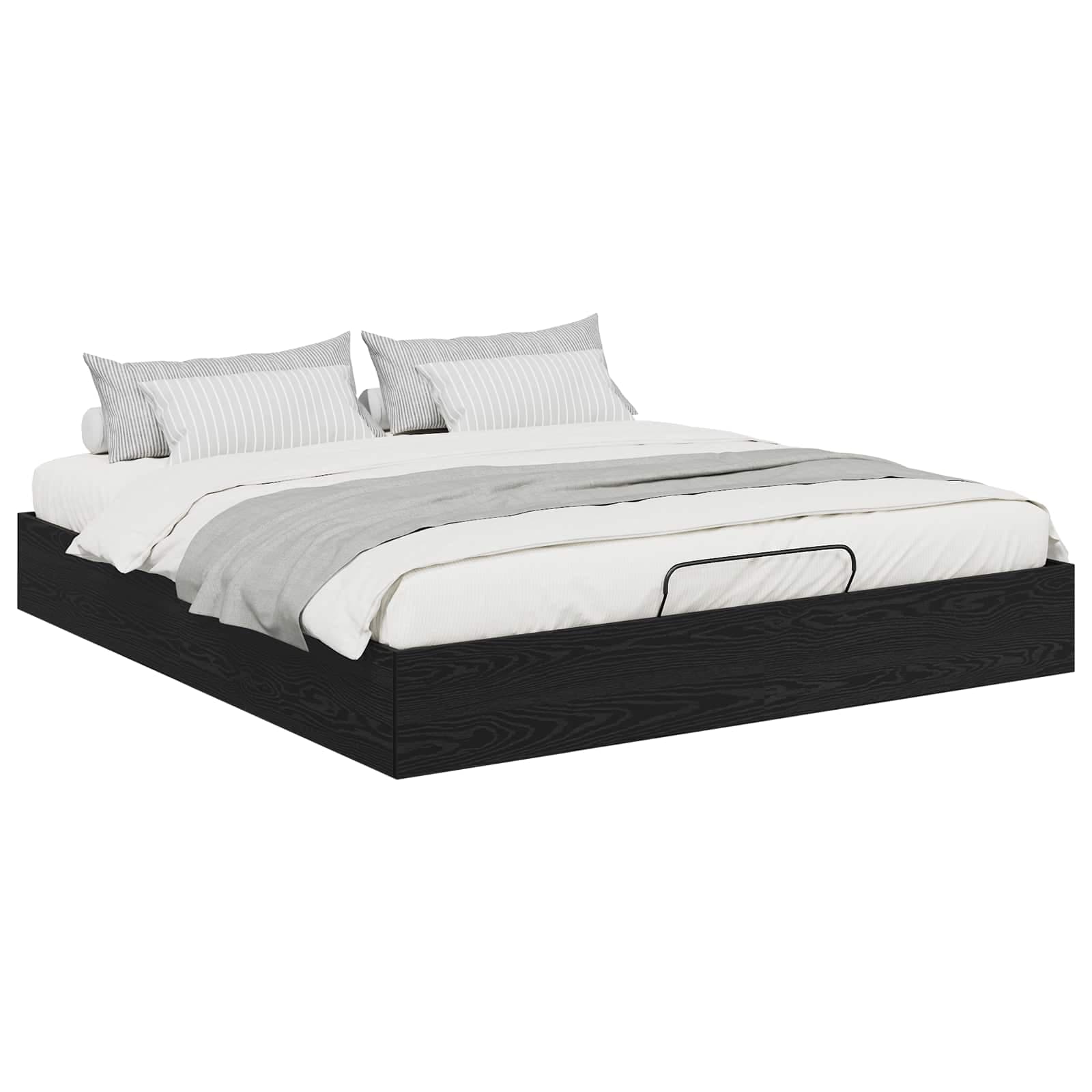 vidaXL Estrutura de Cama Ottoman Carvalho Preto 203 x 180 x 25 cm