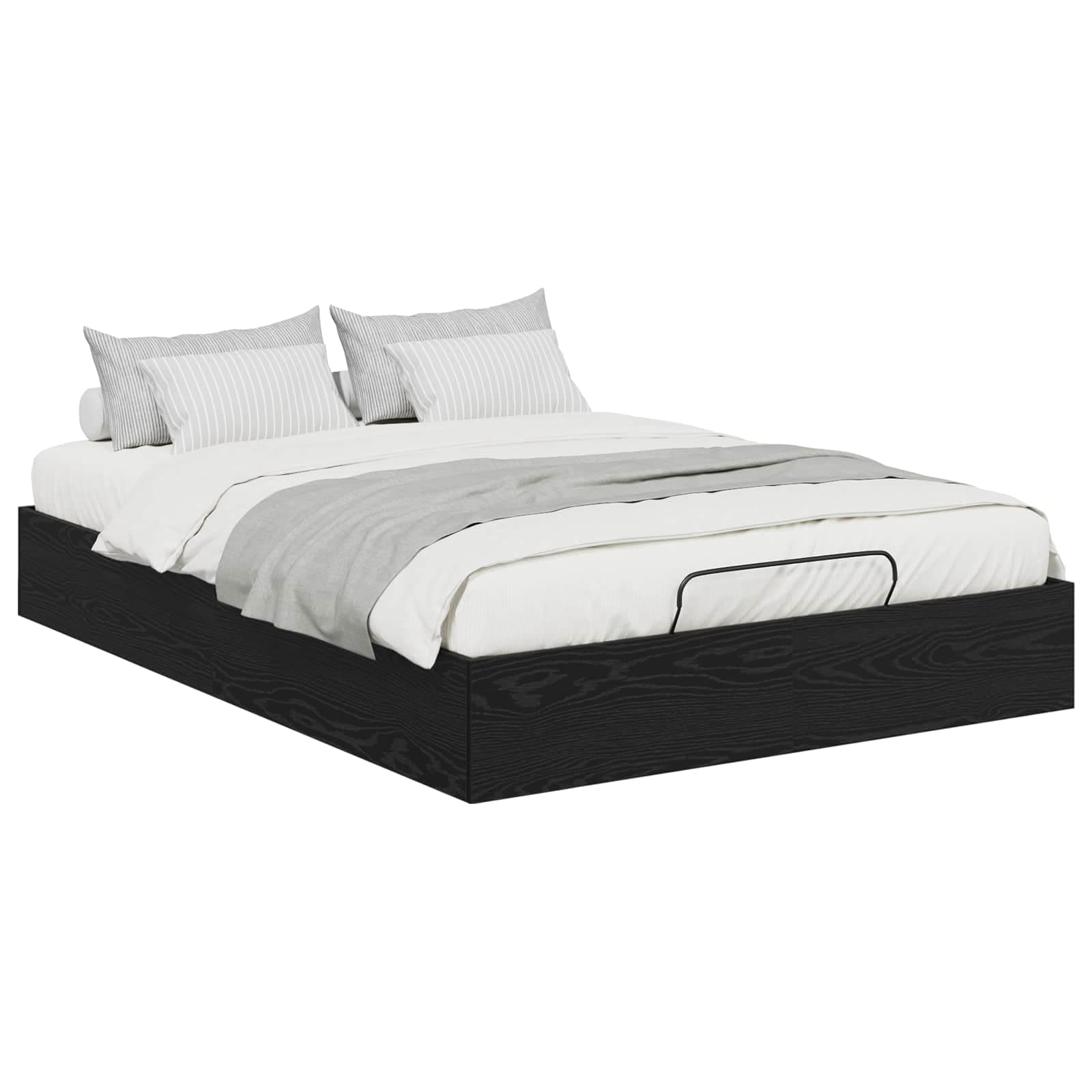 vidaXL Estrutura de Cama Ottoman Carvalho Preto 203 x 150 x 25 cm