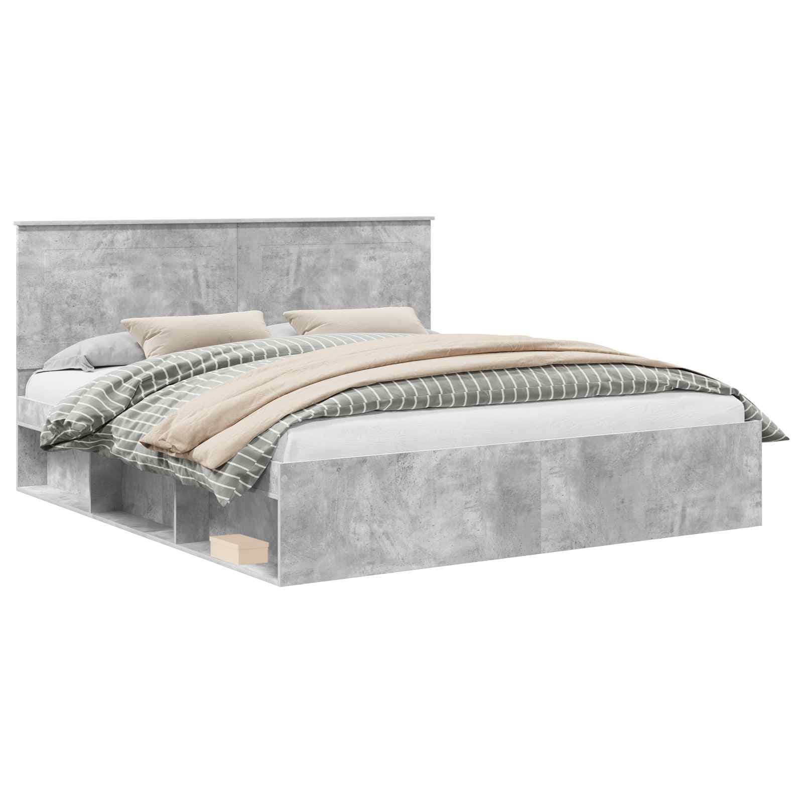 vidaXL Estrutura da Cama com cabeceira Concreto 180 x 200 cm