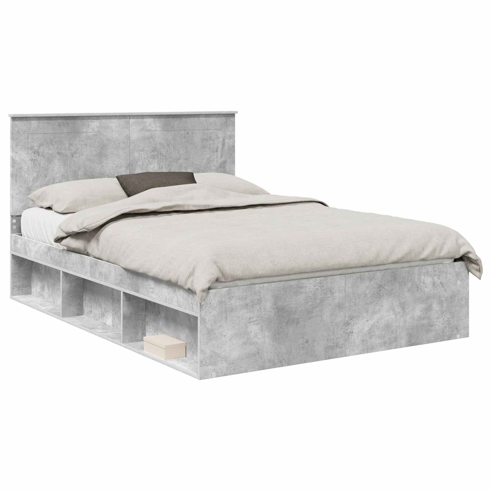 vidaXL Estrutura da Cama com cabeceira Concreto 160 x 200 cm