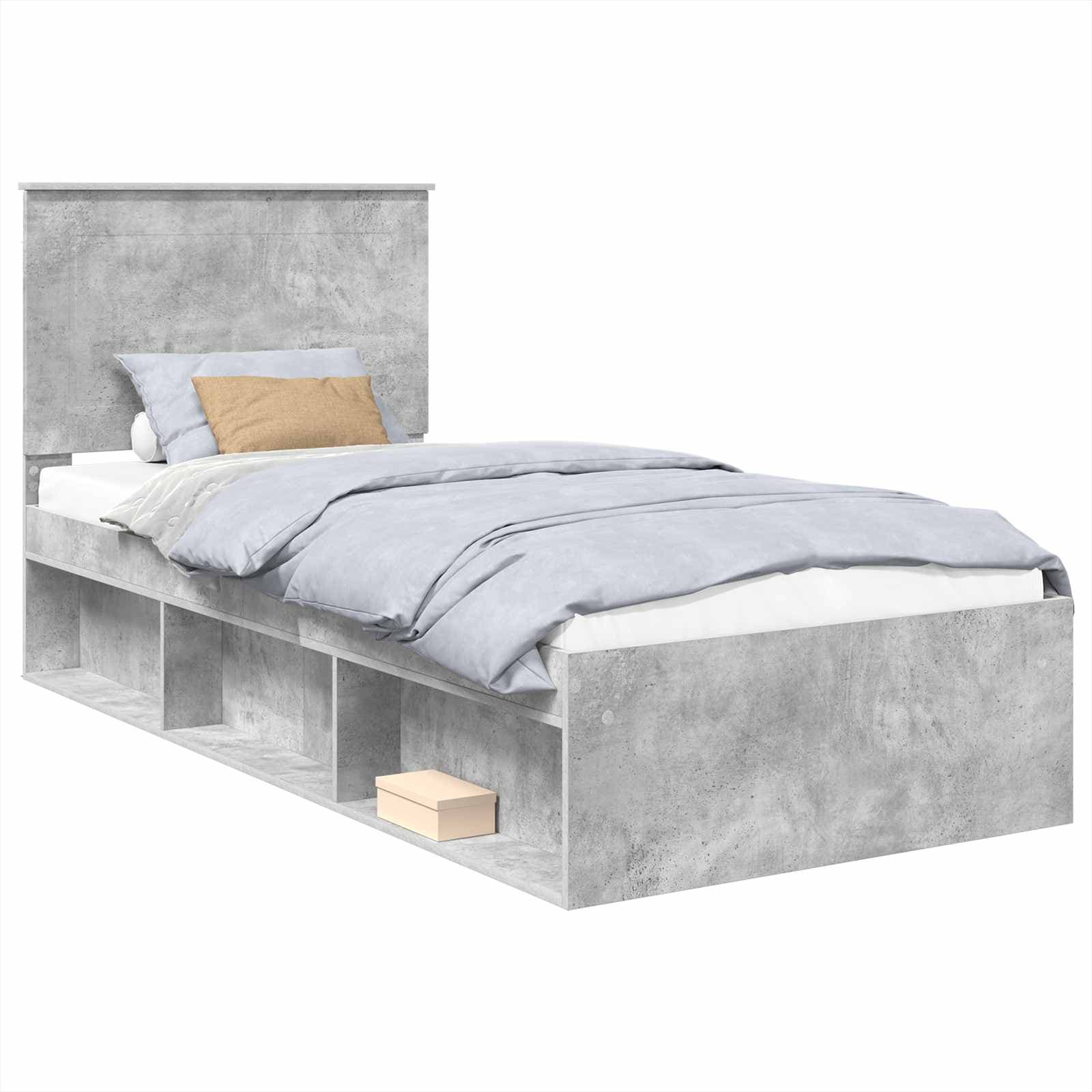vidaXL Estrutura da Cama com cabeceira Cinza Concreto 100 x 200 cm