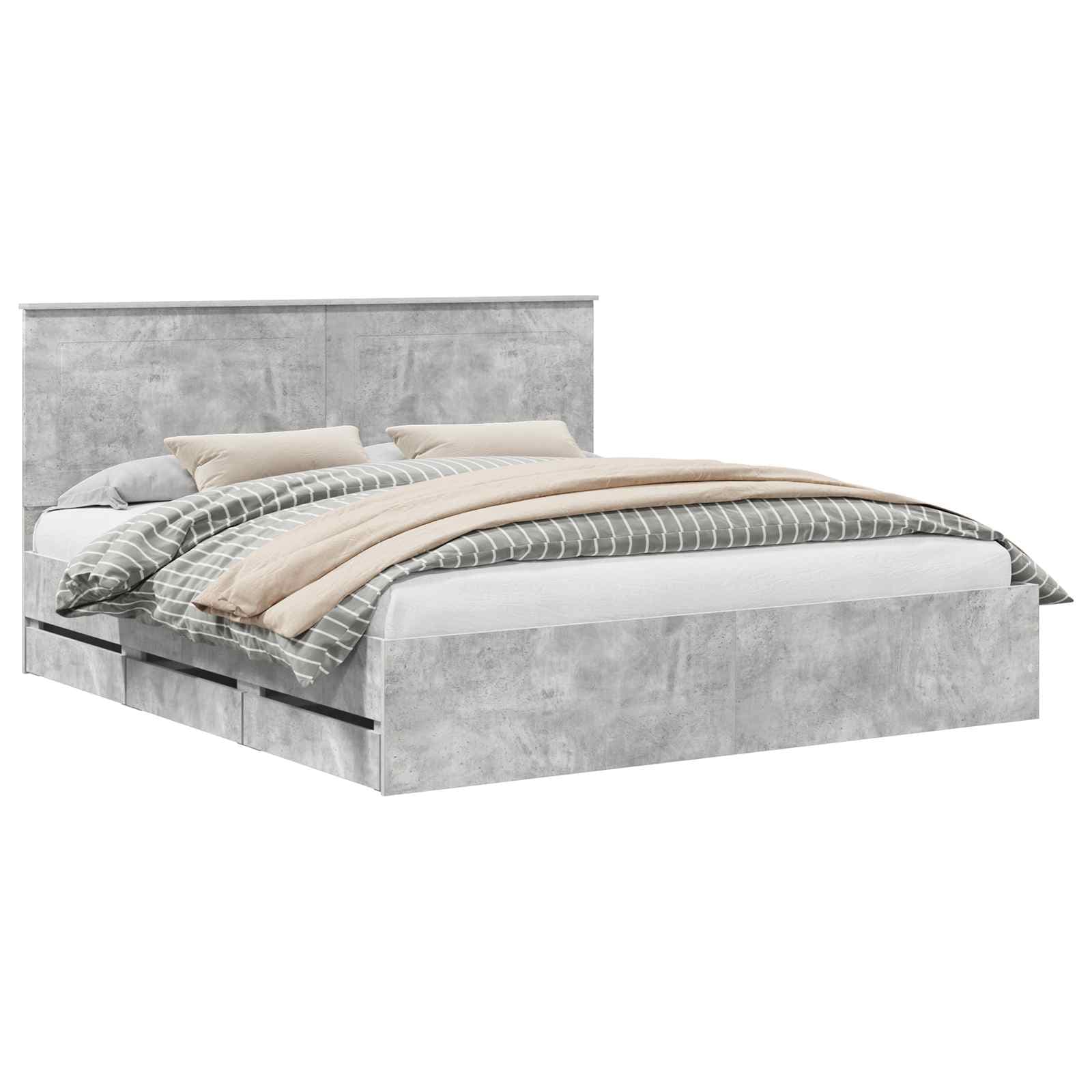 vidaXL Estrutura da Cama Cinzento 180 x 200 cm Madeira de Engenharia