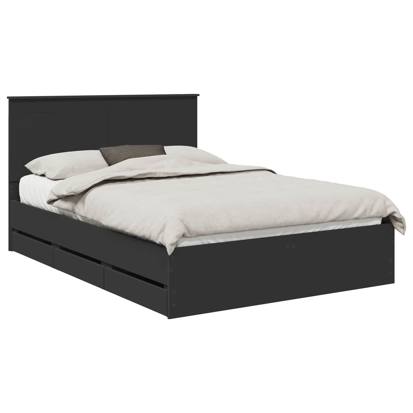 vidaXL Estrutura da Cama Preto 140 x 200 cm Madeira de Engenharia