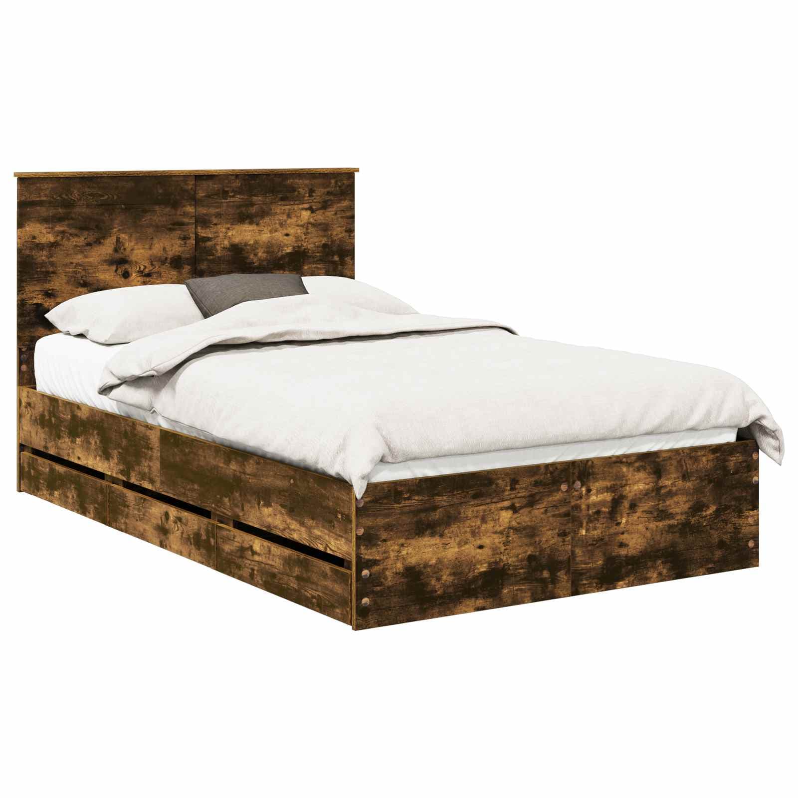 vidaXL Estrutura da Cama com gaveta Carvalho Defumado 135 x 190 cm