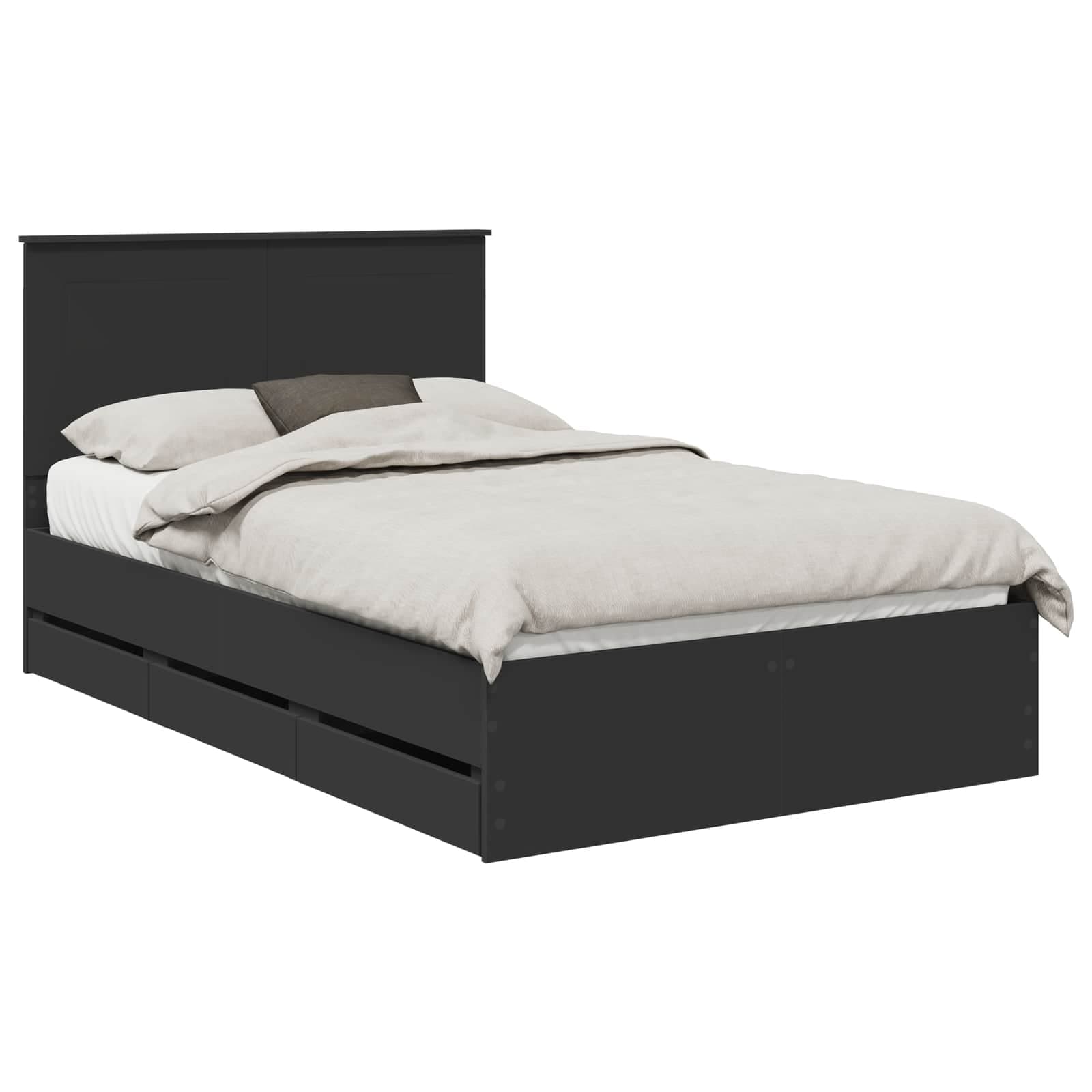 vidaXL Estrutura da Cama Preto 120 x 190 cm Madeira de Engenharia