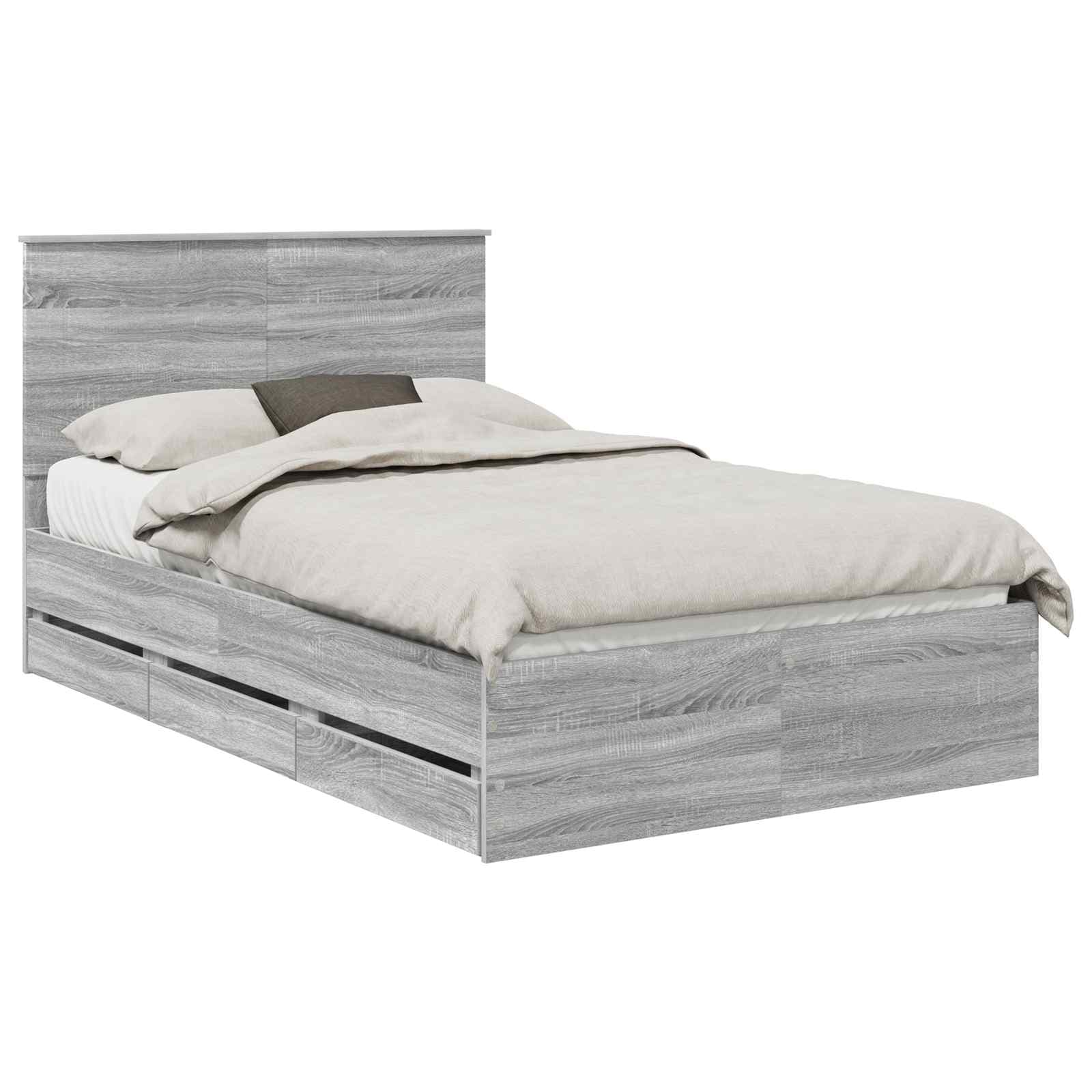 vidaXL Estrutura da Cama com gaveta Cinza Sonoma 120 x 200 cm
