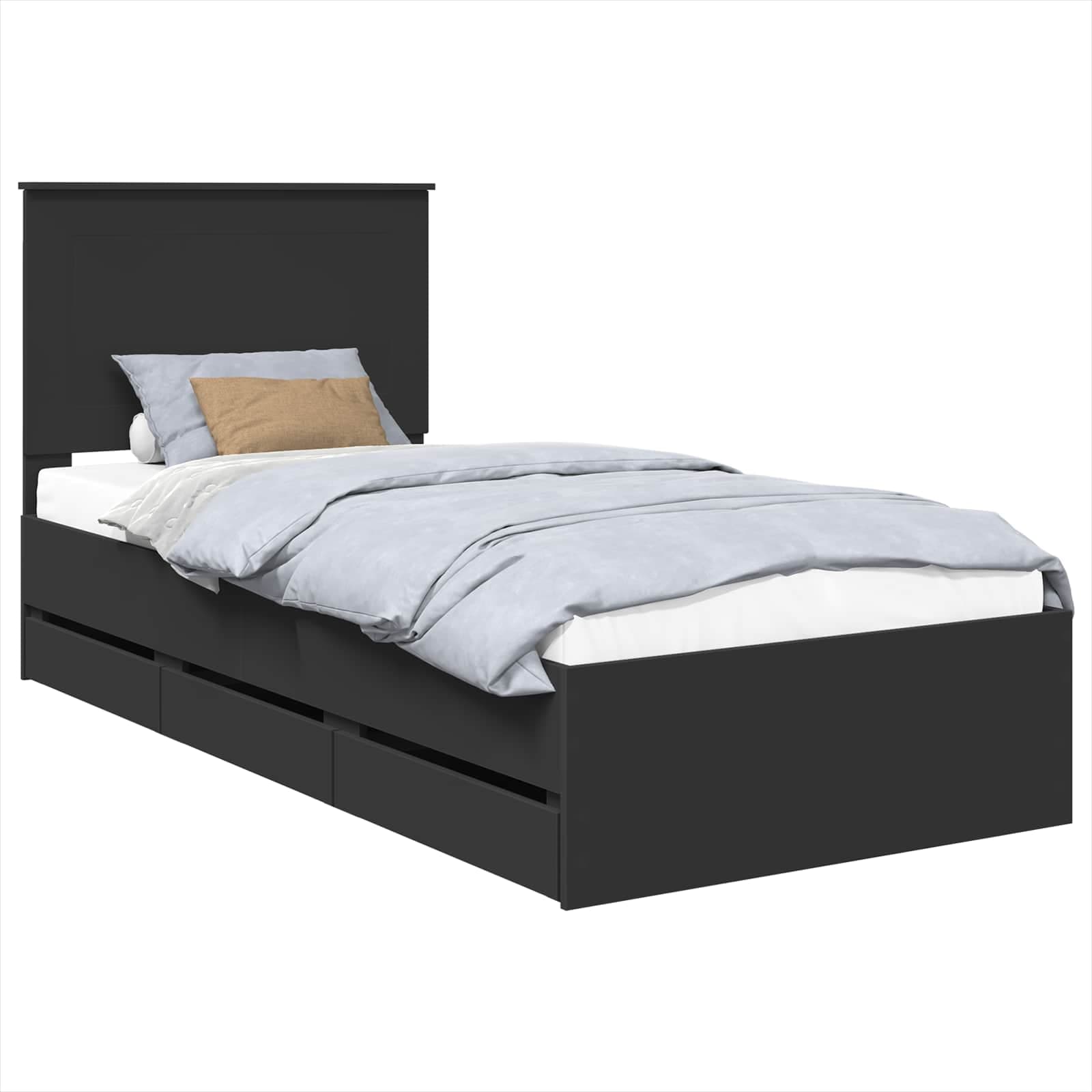 vidaXL Estrutura da Cama Preto 100 x 200 cm Madeira de Engenharia