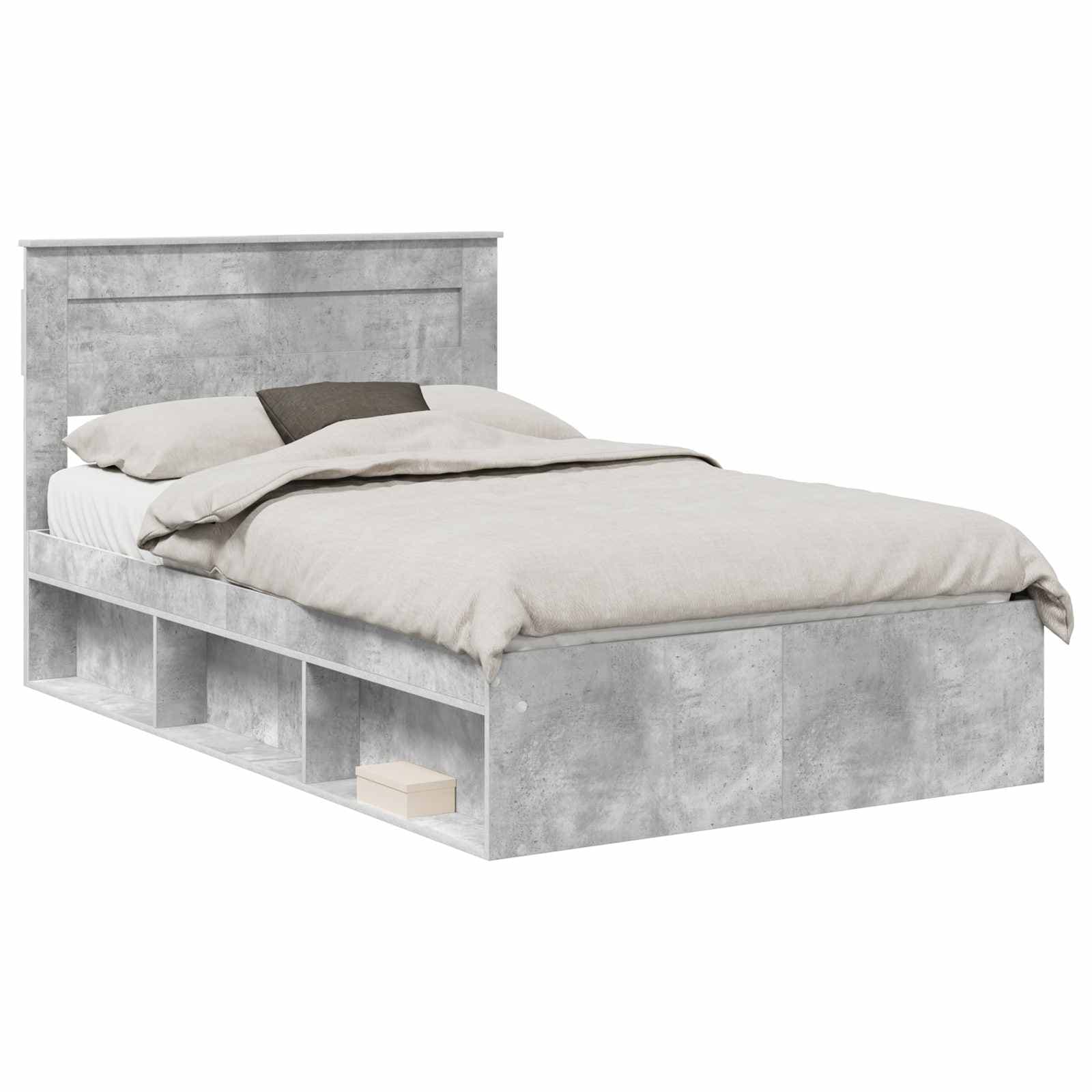 vidaXL Estrutura da Cama com cabeceira Concreto 120 x 190 cm