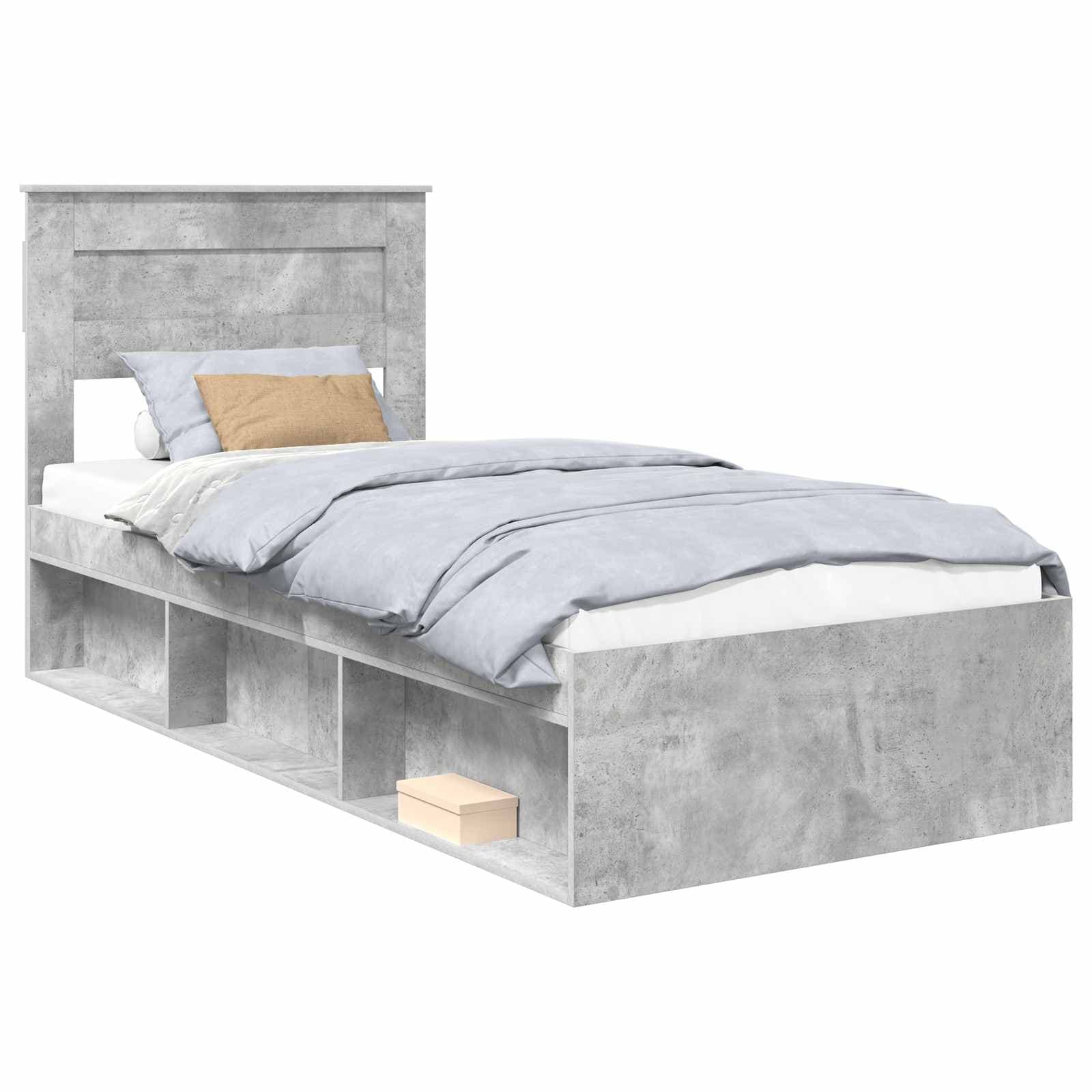 vidaXL Estrutura da Cama com cabeceira Cinza Concreto 100 x 200 cm