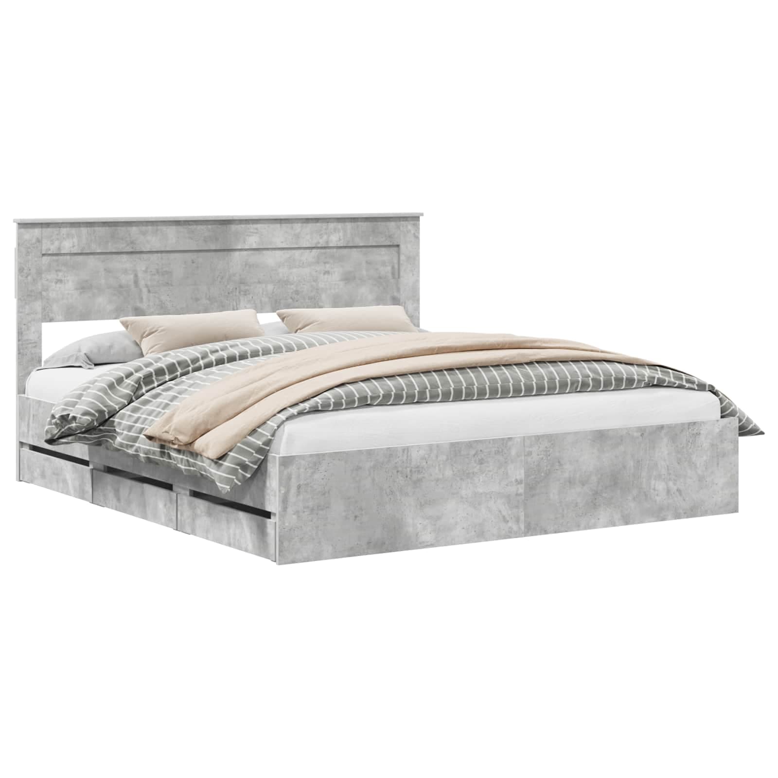 vidaXL Estrutura da Cama Cinzento 200 x 200 cm Madeira de Engenharia