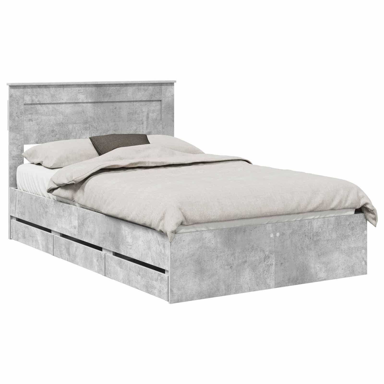 vidaXL Estrutura da Cama Cinzento 135 x 190 cm Madeira de Engenharia