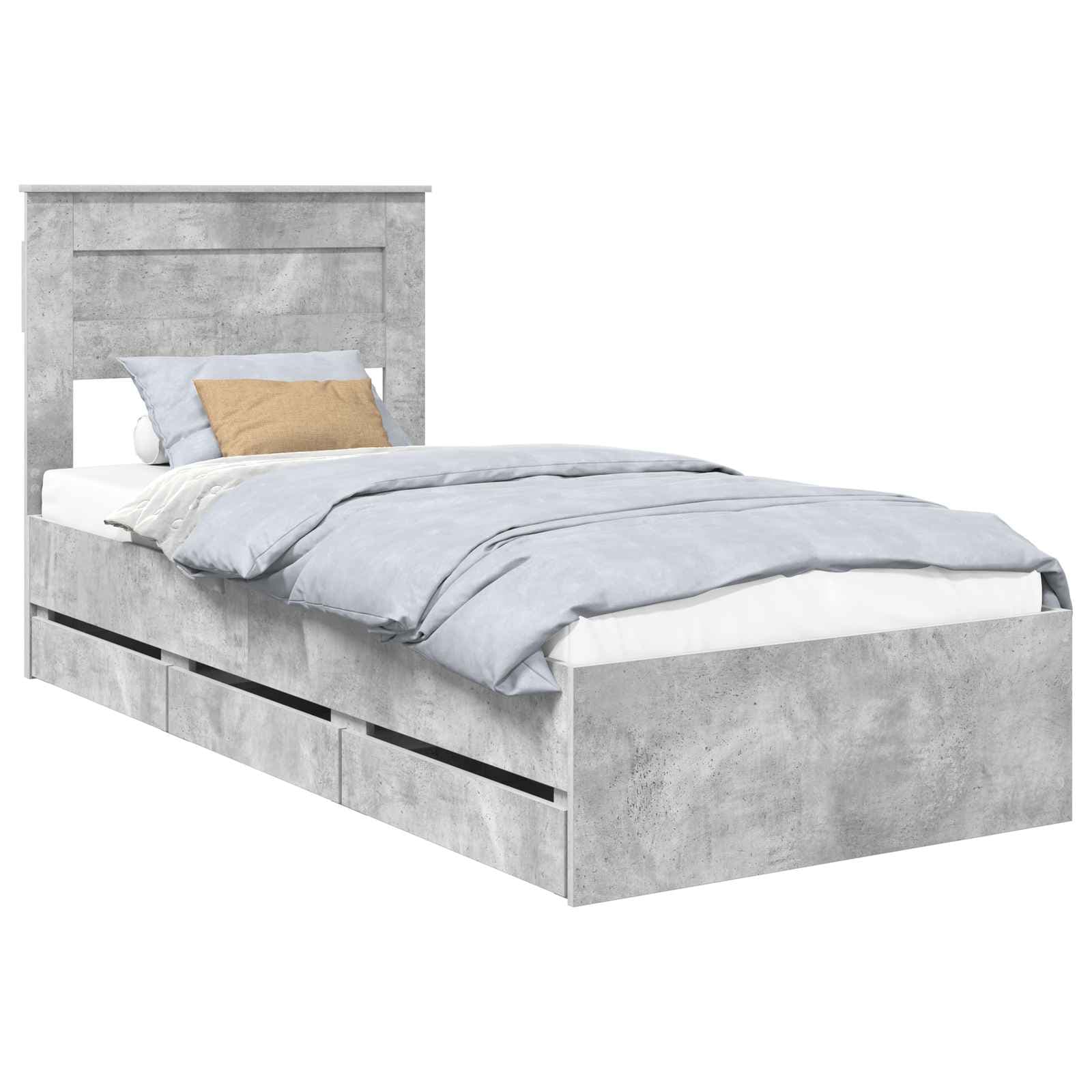 vidaXL Estrutura da Cama Cinzento 75 x 190 cm Madeira de Engenharia