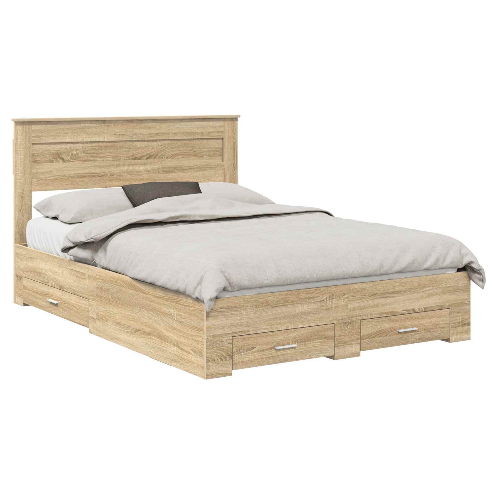 vidaXL Estrutura da Cama com cabeceira Carvalho Sonoma 140 x 190 cm
