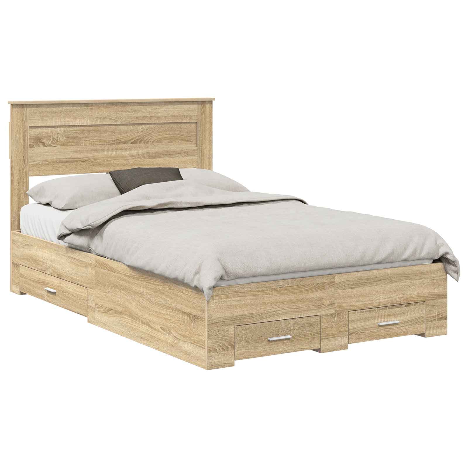 vidaXL Estrutura da Cama com cabeceira Carvalho Sonoma 135 x 190 cm