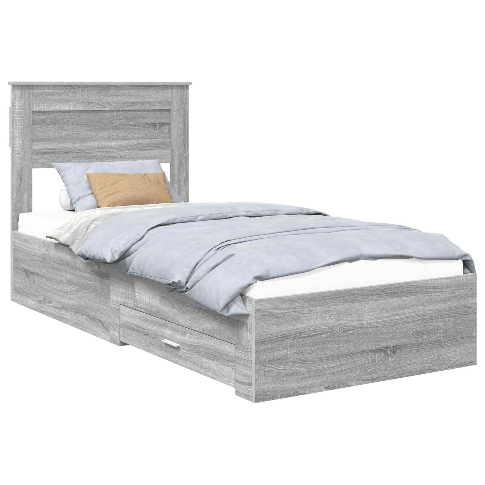 vidaXL Estrutura da Cama Cinza Sonoma 90 x 200 cm Madeira processada