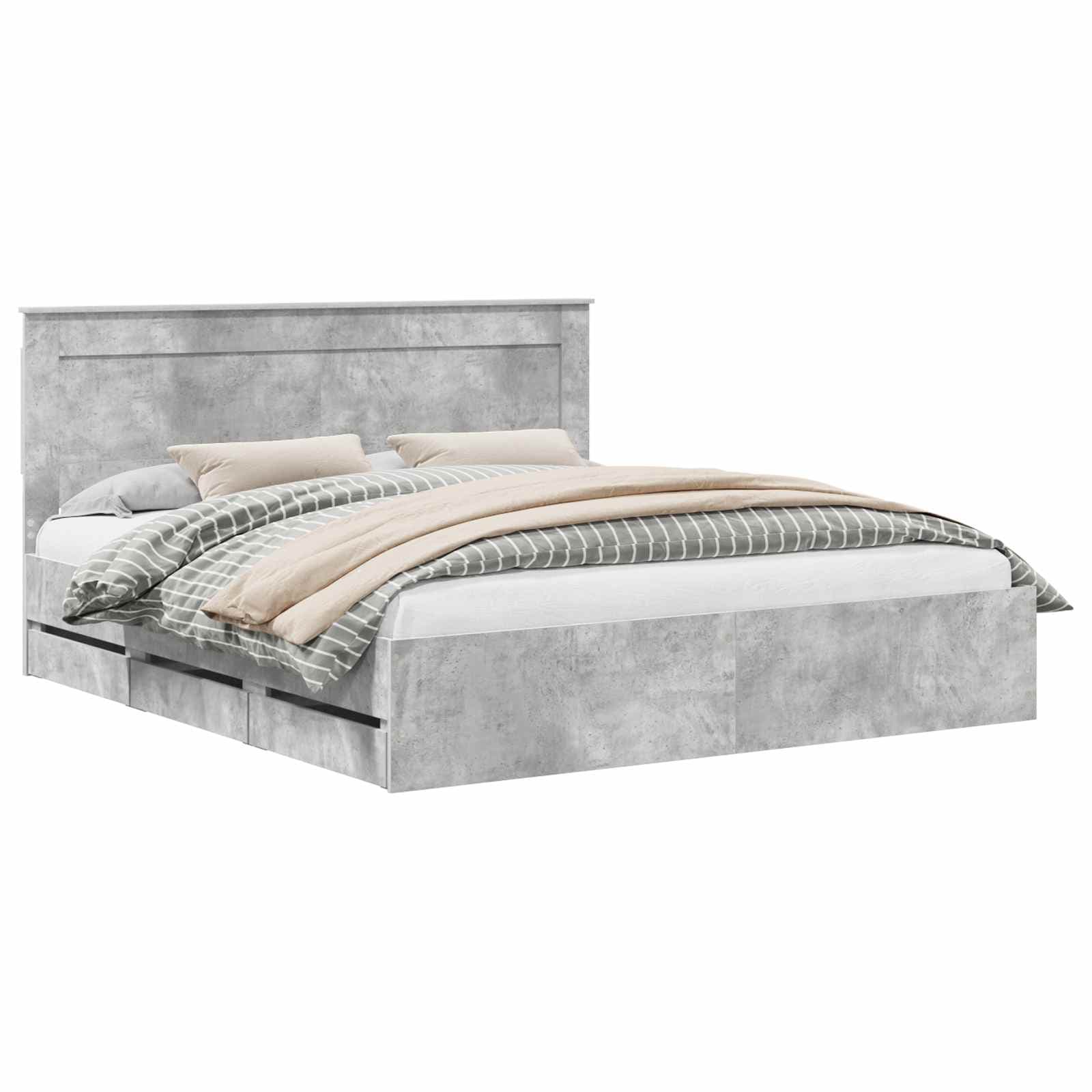 vidaXL Estrutura da Cama Cinzento 200 x 200 cm Madeira de Engenharia