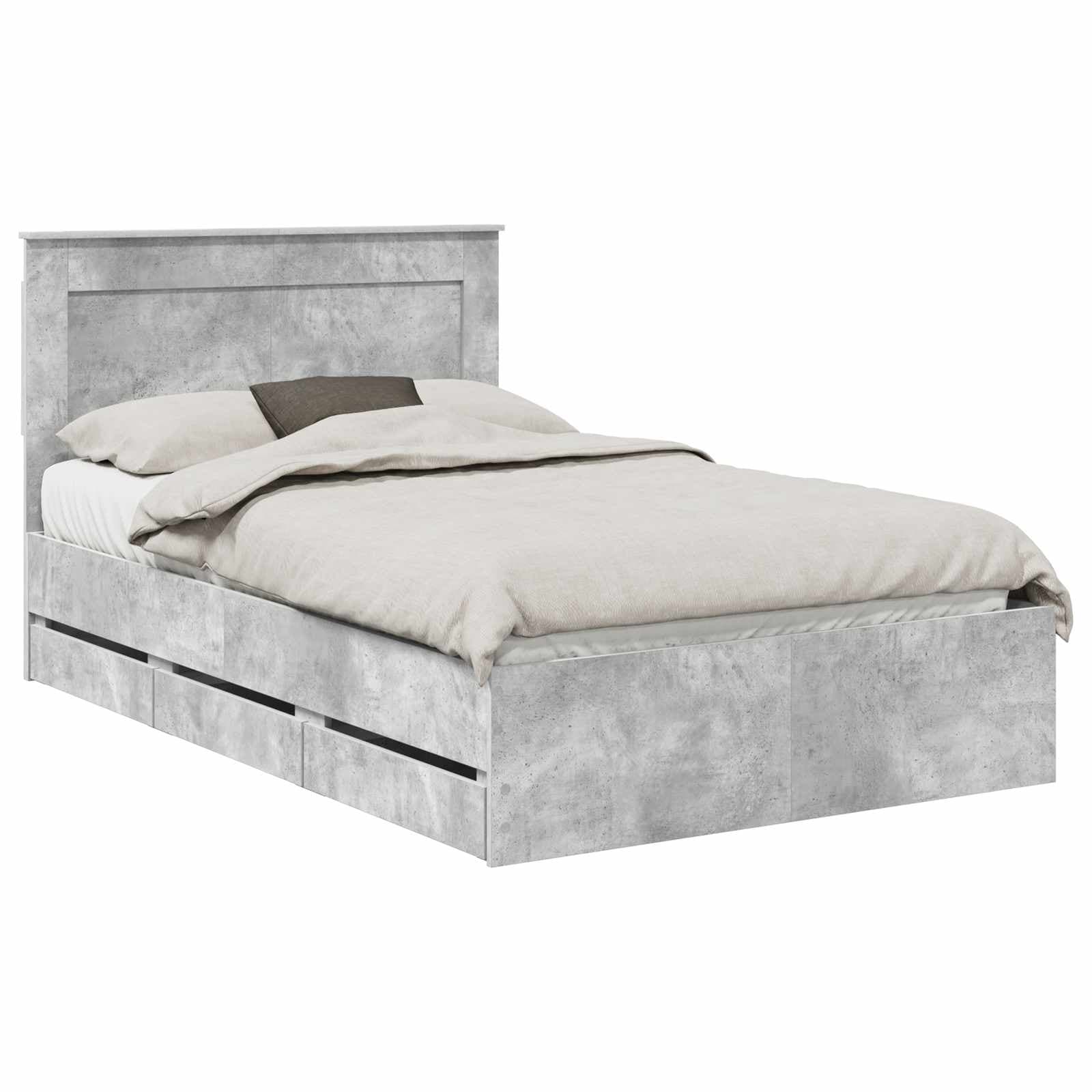 vidaXL Estrutura da Cama Cinzento 135 x 190 cm Madeira de Engenharia