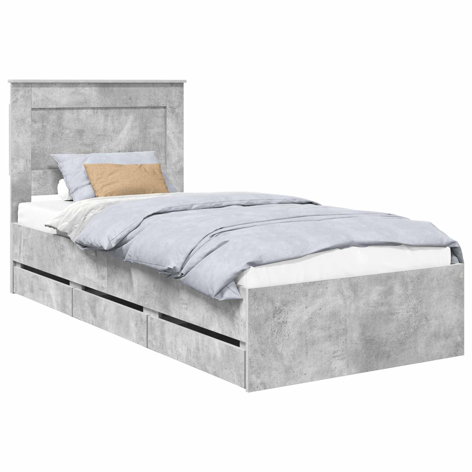 vidaXL Estrutura da Cama Cinzento 90 x 200 cm Madeira de Engenharia