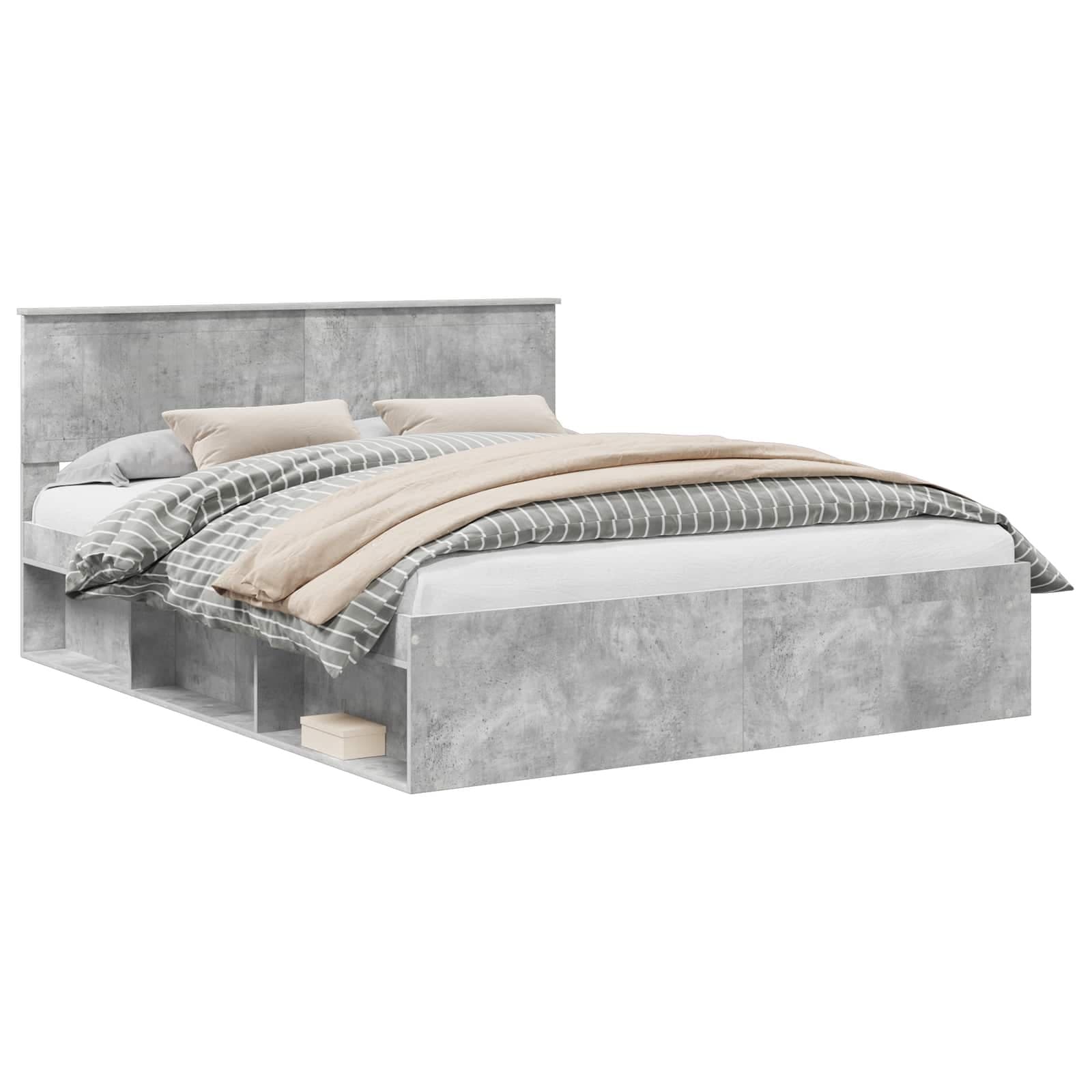 vidaXL Estrutura da Cama com cabeceira Concreto 160 x 200 cm