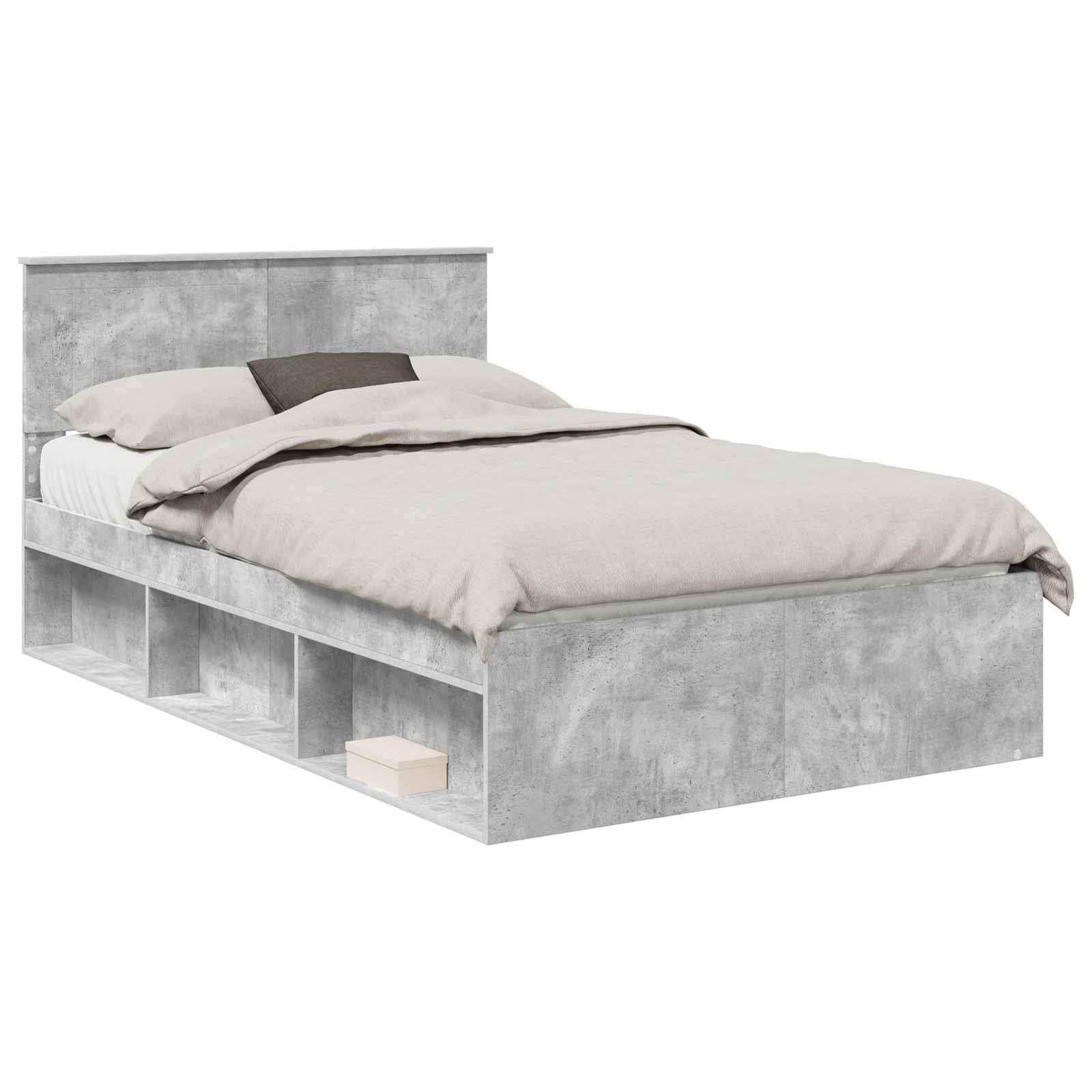 vidaXL Estrutura da Cama com cabeceira Concreto 120 x 200 cm