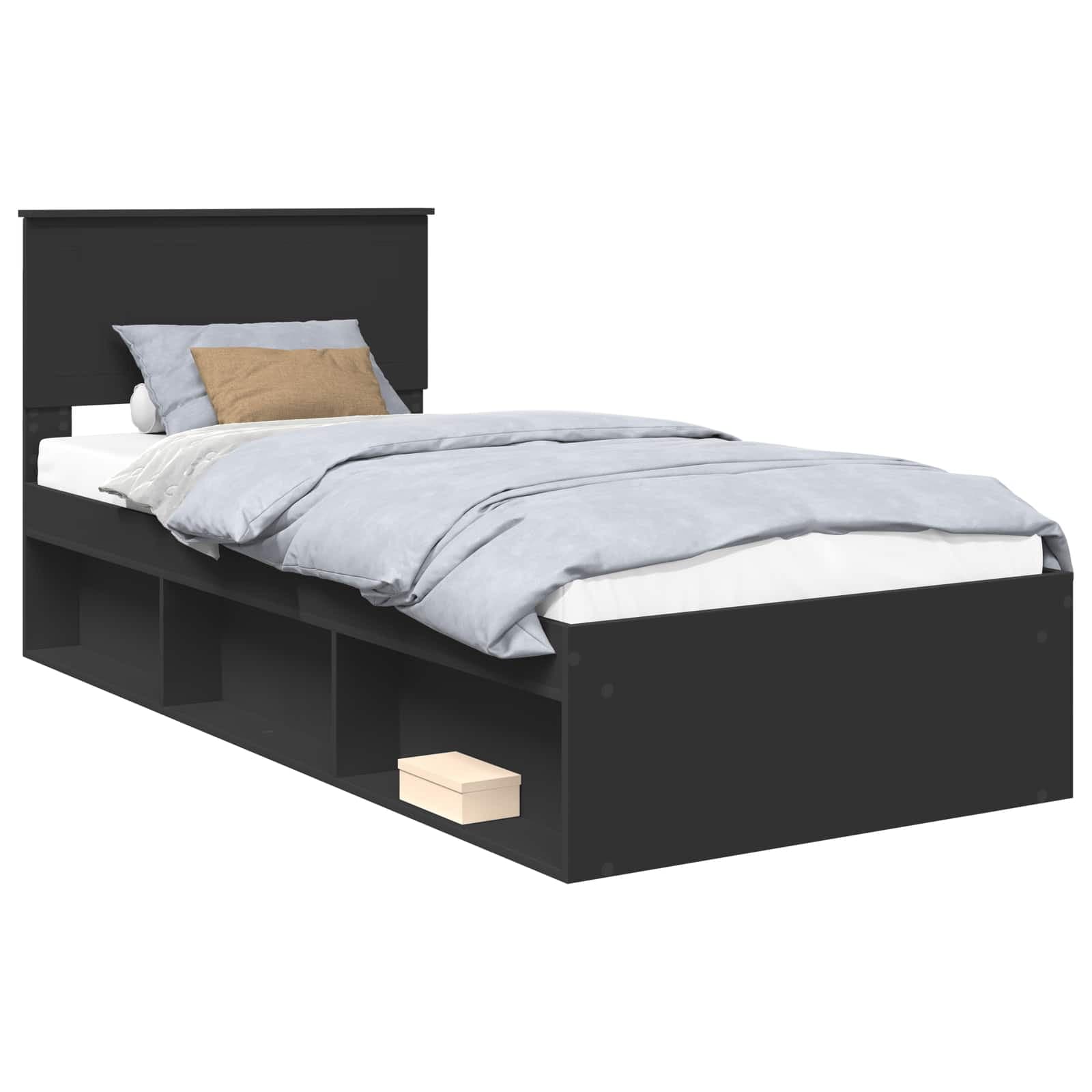 vidaXL Estrutura da Cama Preto 90 x 200 cm Madeira de Pinheiro Sólida