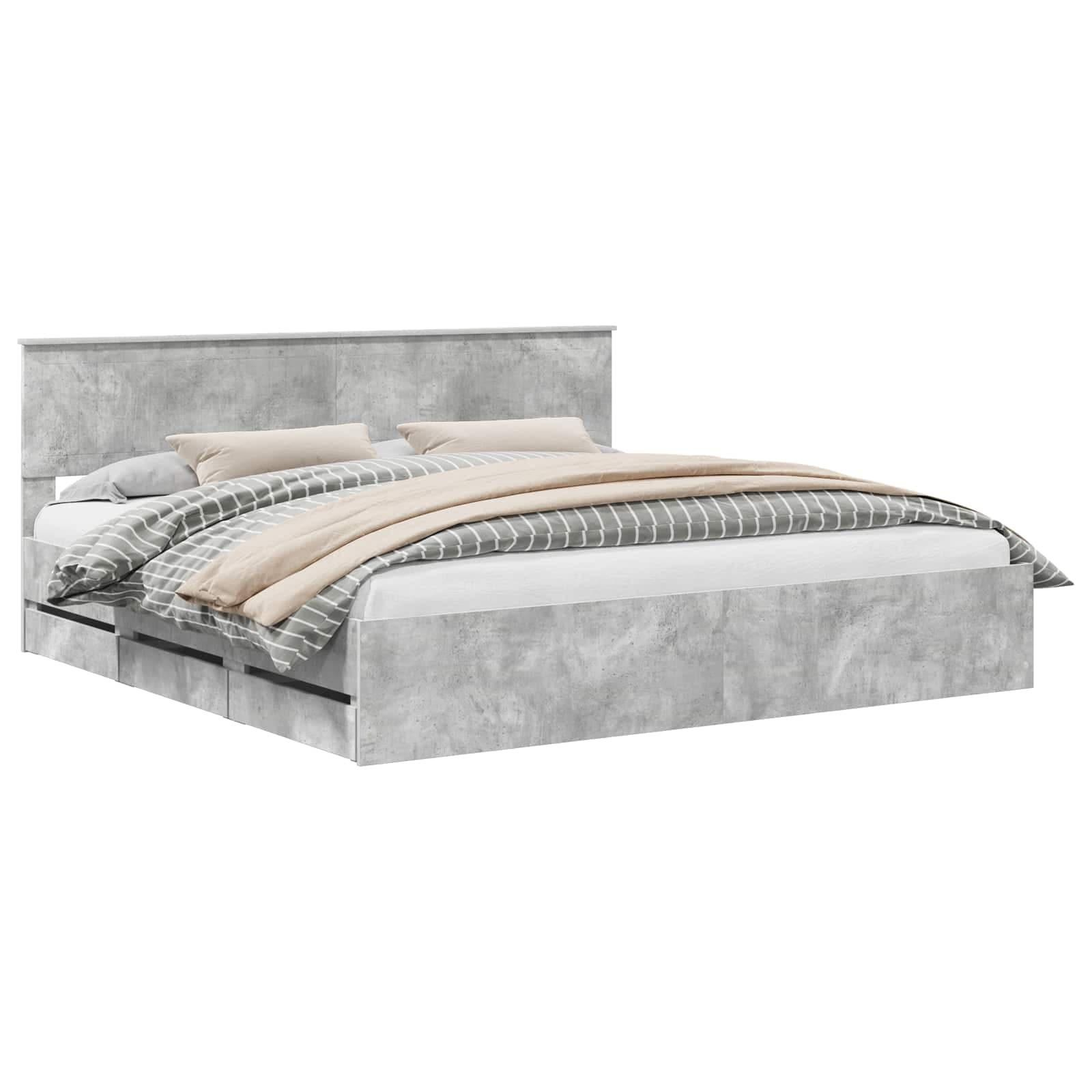 vidaXL Estrutura da Cama Cinzento 200 x 200 cm Madeira de Engenharia