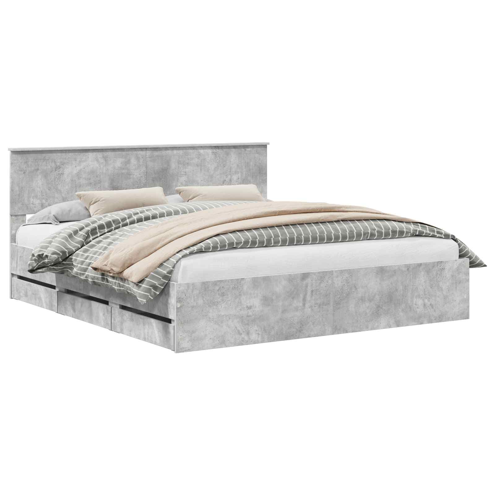 vidaXL Estrutura da Cama Cinzento 180 x 200 cm Madeira de Engenharia