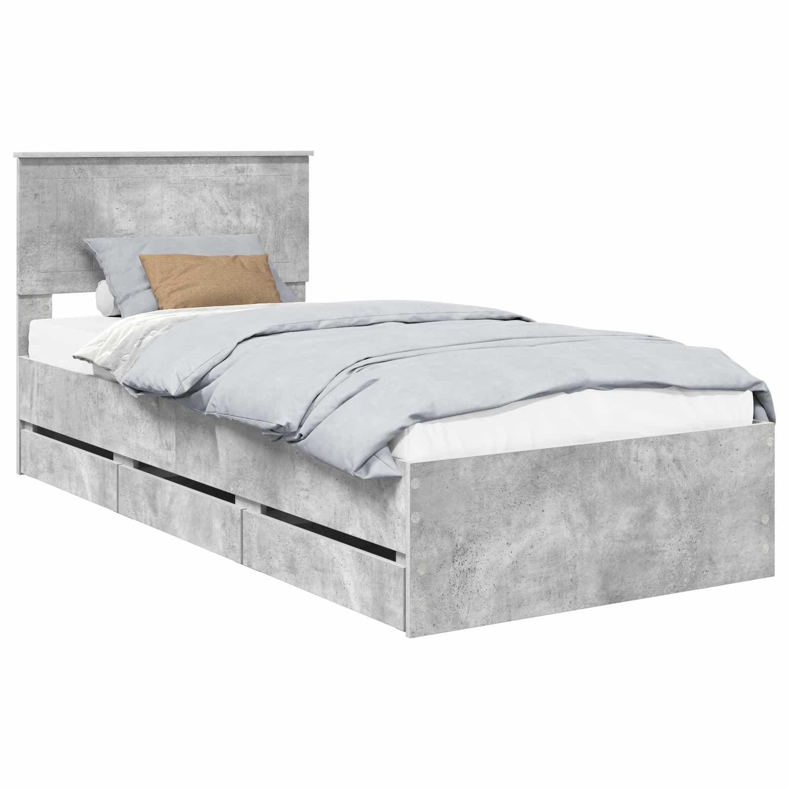 vidaXL Estrutura da Cama Cinzento 90 x 200 cm Madeira de Engenharia