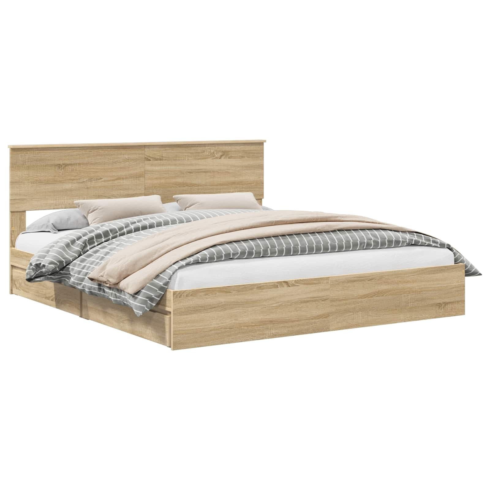 vidaXL Cama com Armazenamento com gaveta Carvalho Sonoma 180 x 200 cm