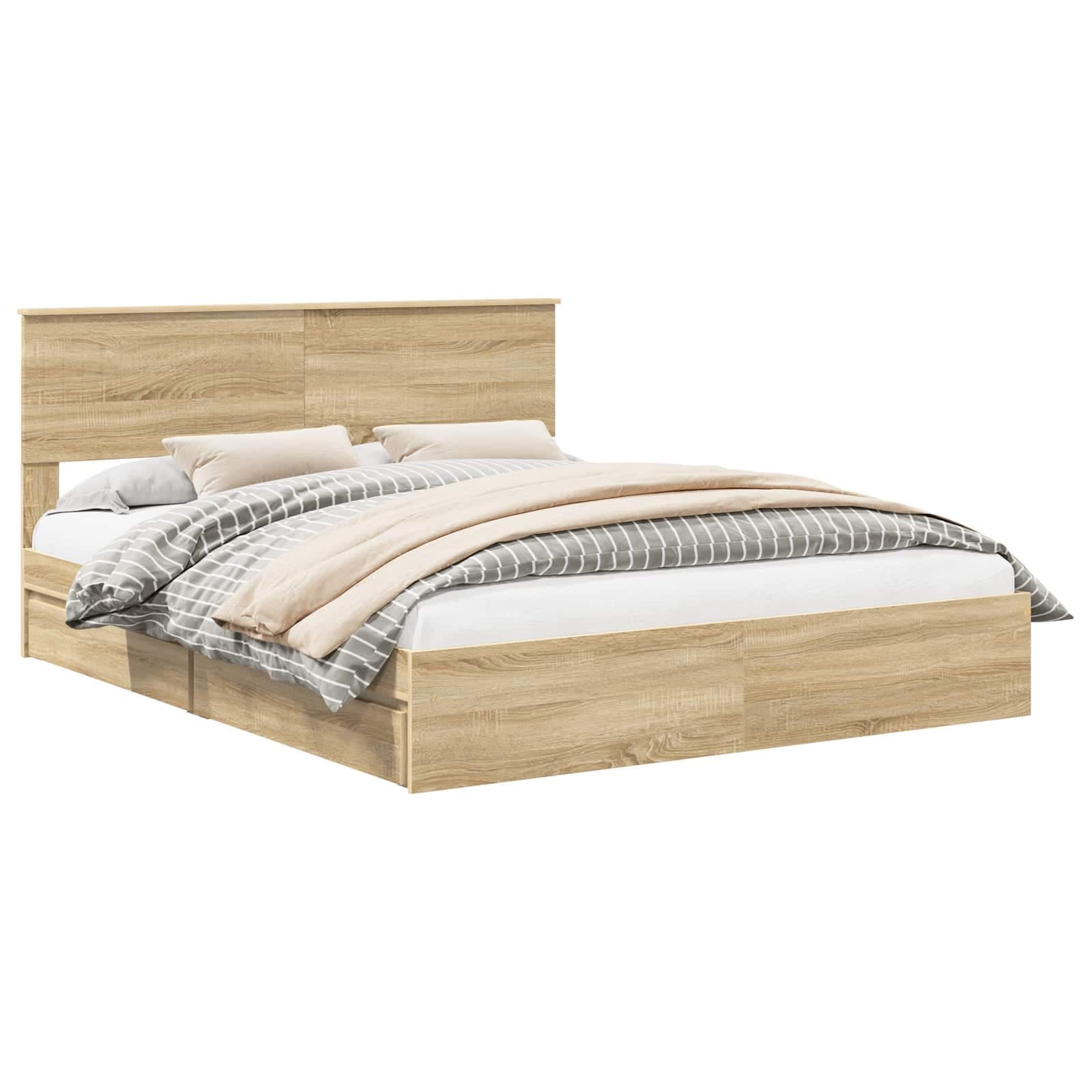 vidaXL Cama com Armazenamento com gaveta Carvalho Sonoma 160 x 200 cm
