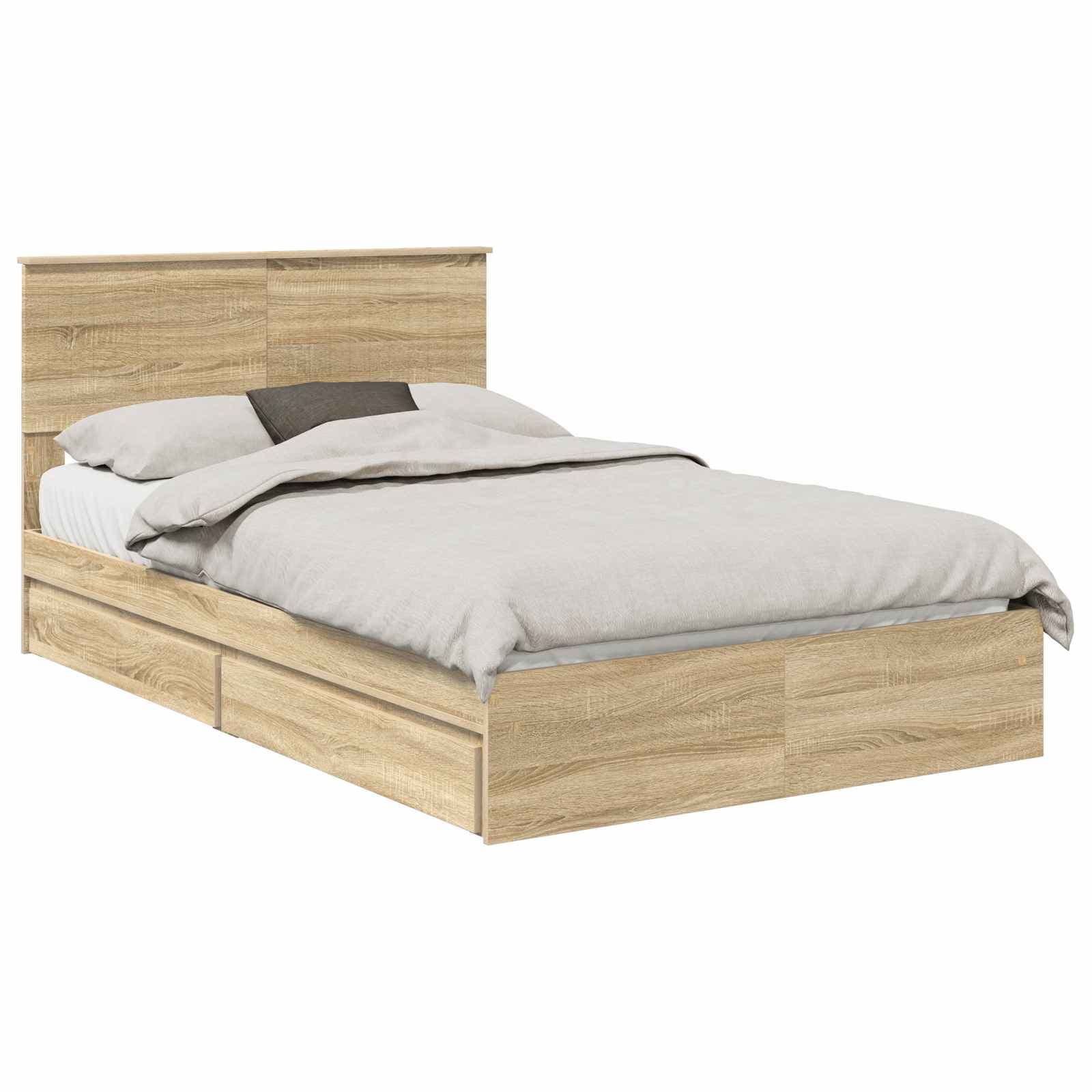 vidaXL Cama com Armazenamento com gaveta Carvalho Sonoma 120 x 200 cm
