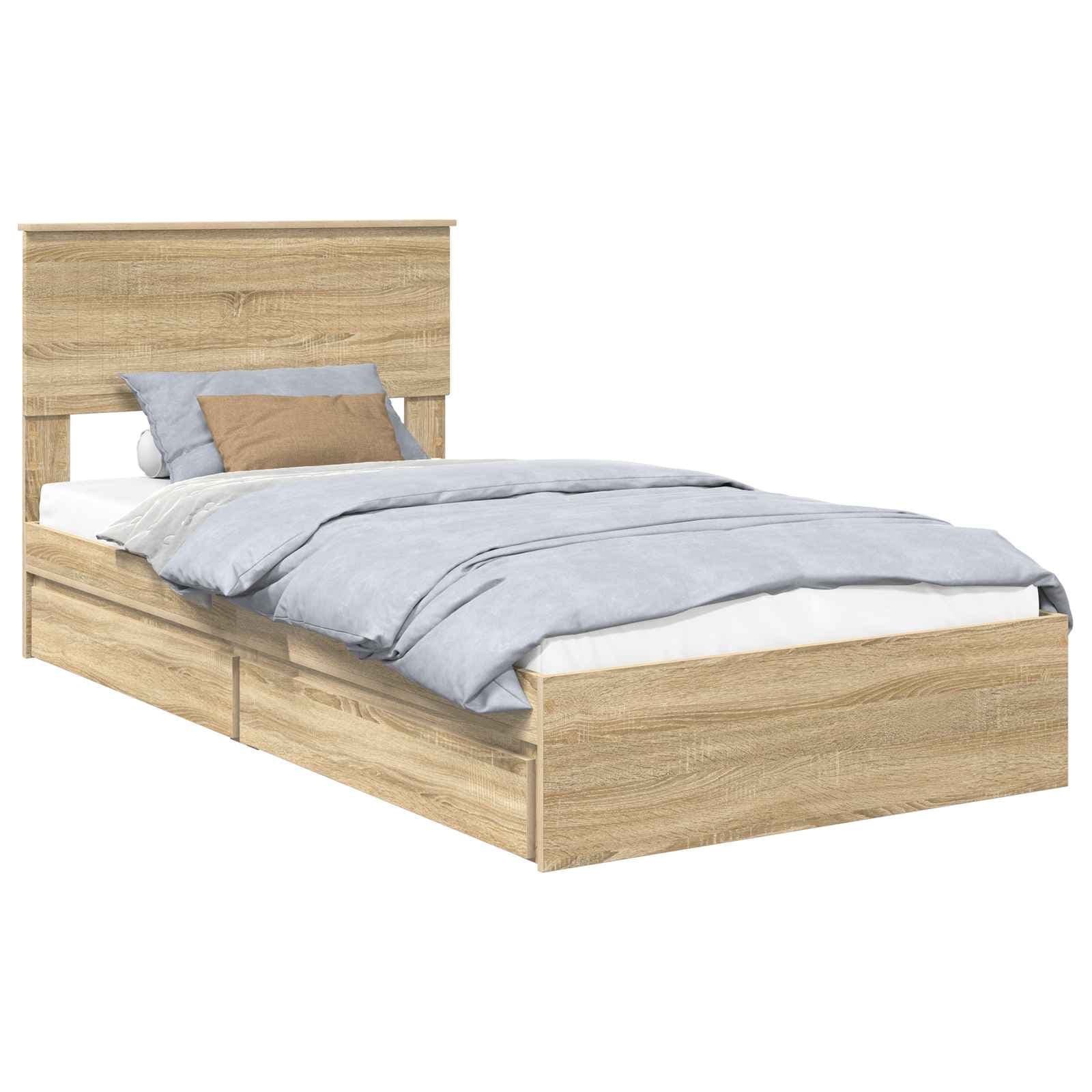 vidaXL Cama com Armazenamento com gaveta Carvalho Sonoma 100 x 200 cm