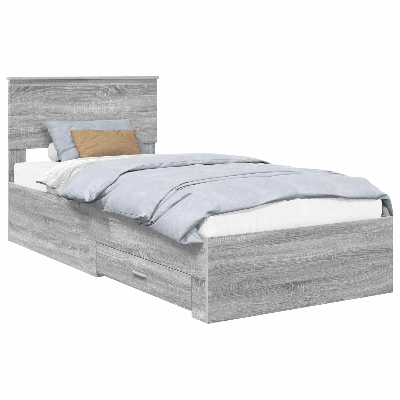 vidaXL Estrutura da Cama Cinza Sonoma 90 x 190 cm Madeira processada