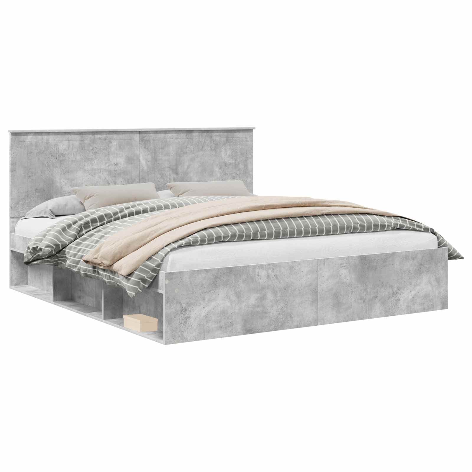 vidaXL Estrutura da Cama com cabeceira Concreto 180 x 200 cm